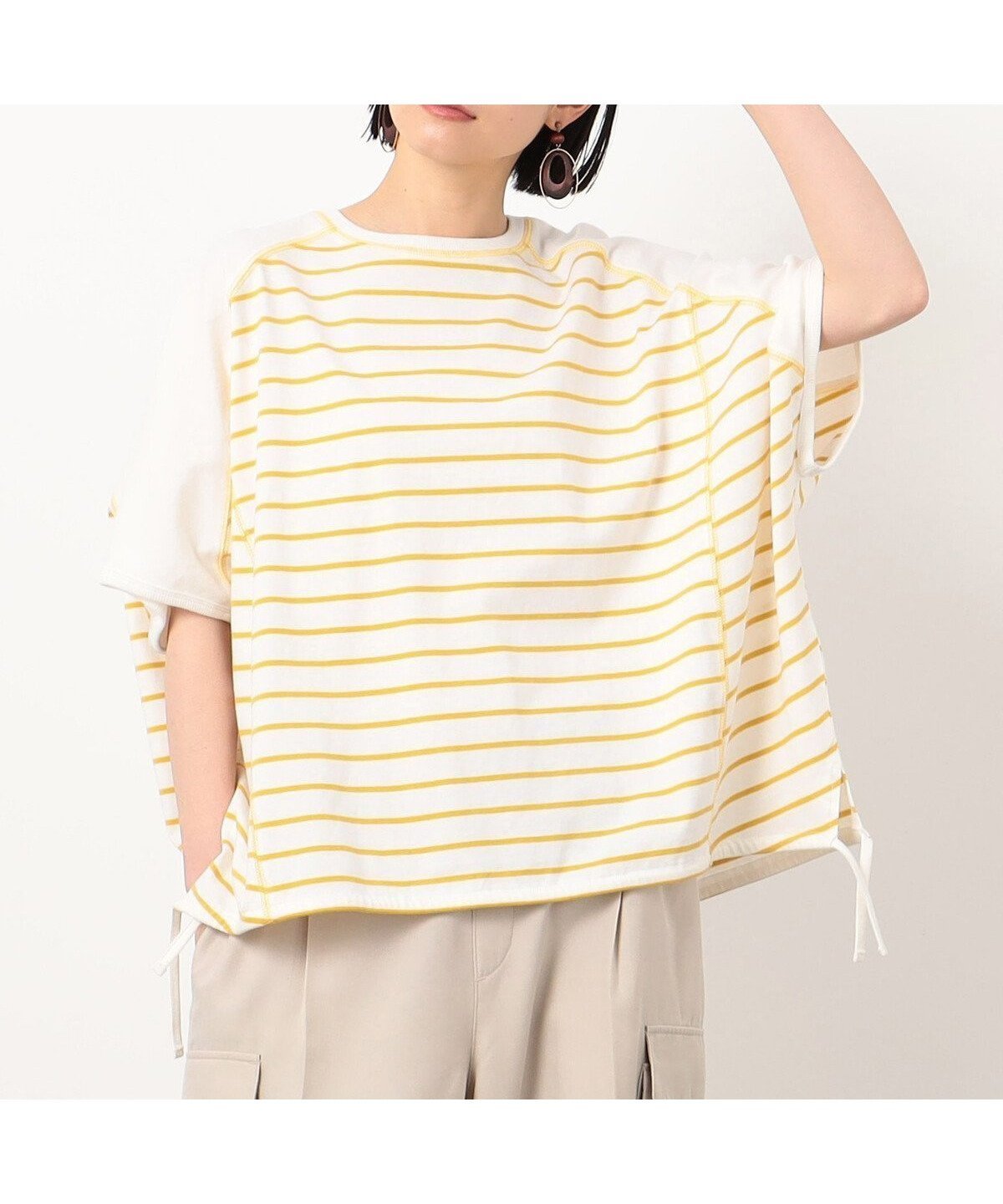 【コムサイズム/COMME CA ISM】のボーダー ドルマンスリーブTシャツ インテリア・キッズ・メンズ・レディースファッション・服の通販 founy(ファニー) 　ファッション　Fashion　レディースファッション　Fashion for Women　トップス・カットソー　Cut & Sew Tops　シャツ・ブラウス・オフィスカジュアル　Elegant Blouses & Button-Ups　ロングTシャツ・Tシャツ　Longline T-Shirts & Tees　ボーダー　Border, Stripe　ポケット　Pocket, Pocket Detail　ヨーク　Yoke, Yoke Design　無地　Plain, Solid Color　イエロー|ID: prp329100004645787 ipo3291000000033531403