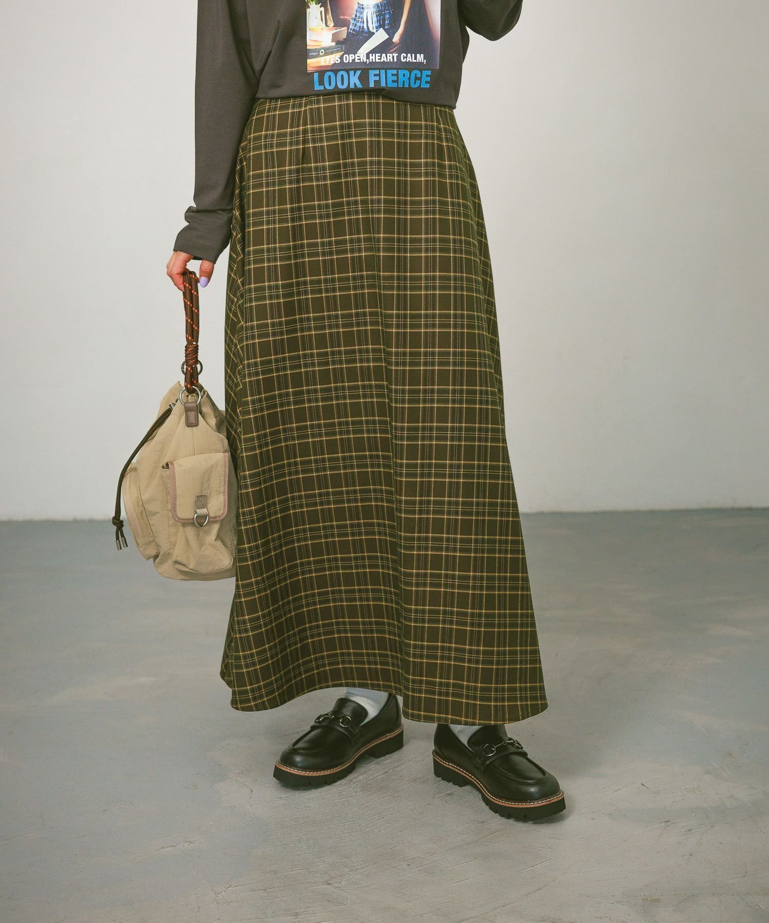 【ベイフロー/BAYFLOW】の美シルエット チェックフレアスカート インテリア・キッズ・メンズ・レディースファッション・服の通販 founy(ファニー) 　ファッション　Fashion　レディースファッション　Fashion for Women　スカート　Skirts　Aライン・フレアスカート　A-Line & Flared Skirts　おすすめ　Recommended / Our Picks　シンプル　Simple, Minimal　セットアップ　Set-Up, Coordinated Outfit　チェック　Check, Plaid, Tartan　フレア　Flare, Flared　ベスト　Vest, Waistcoat　楽ちん　Easy Fit, Comfortable　カーキ78|ID: prp329100004645832 ipo3291000000033531872