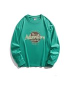 【アイモハ/aimoha】のHOOK/【HOOK】 -original- 古着風アメカジロゴプリントロングTEE グリーン|ID: prp329100004646070 ipo3291000000033533245