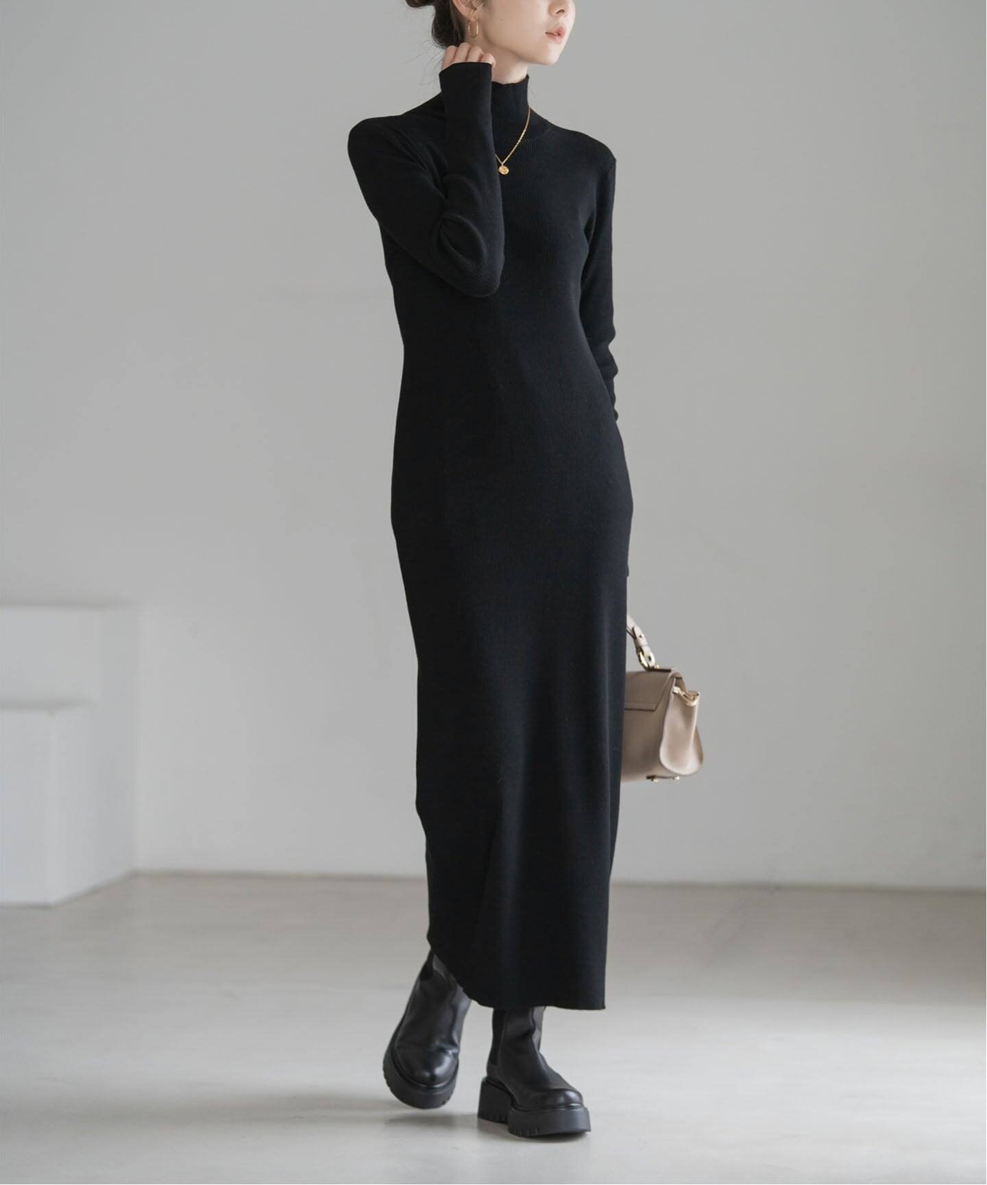 【ノーブル / スピック&スパン/NOBLE / Spick & Span】のRY/PLリブハイネックロングワンピース インテリア・キッズ・メンズ・レディースファッション・服の通販 founy(ファニー) 　ファッション　Fashion　レディースファッション　Fashion for Women　ワンピース　Dresses　シンプル　Simple, Minimal　ジャケット　Jacket, Outerwear　ベスト　Vest, Waistcoat　ベーシック　Basic, Essential　ロング　Long, Long-Length　エレガント 上品　Elegant　A/W・秋冬　Autumn/Winter　ブラック|ID: prp329100004646146 ipo3291000000033533932