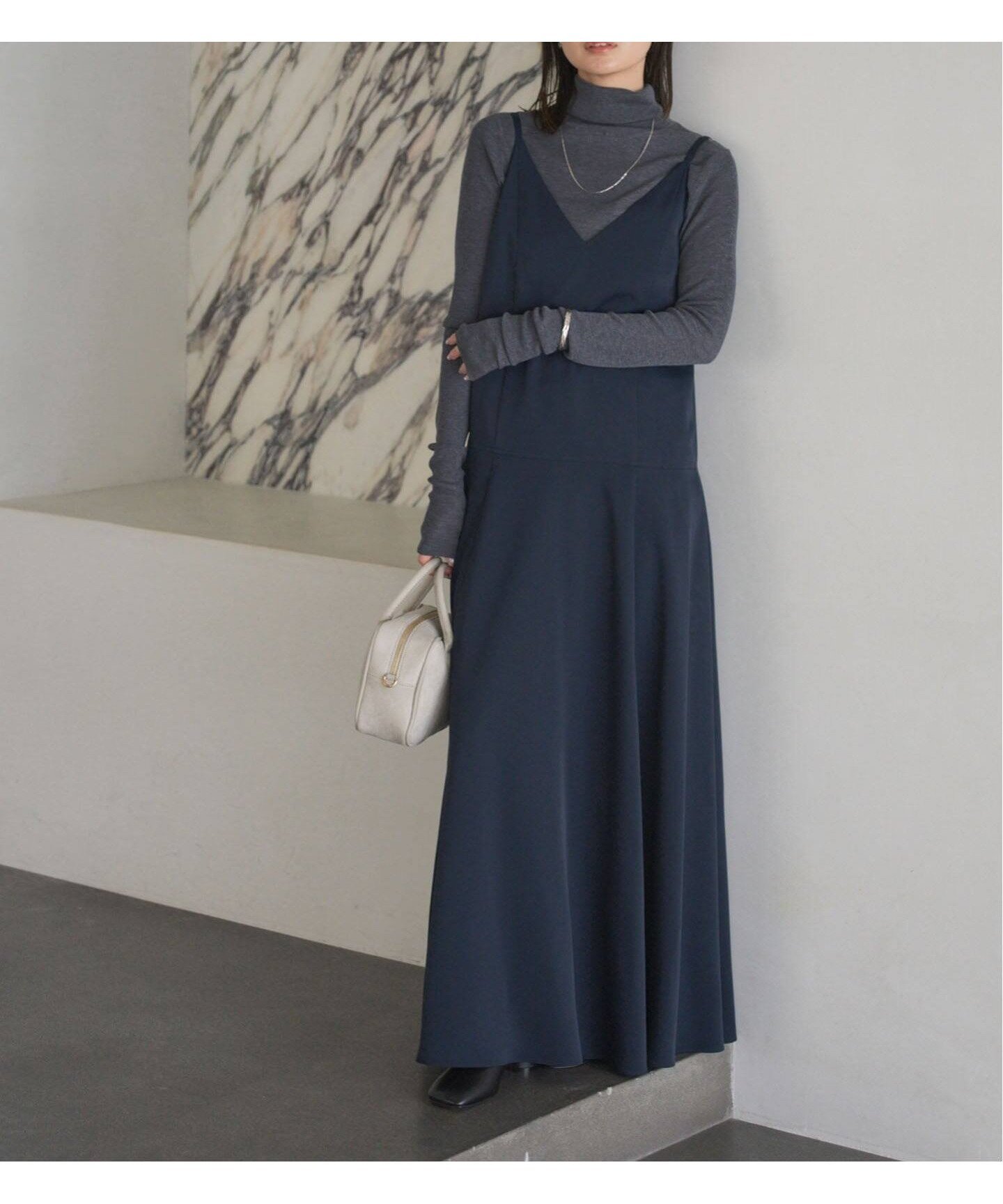 【ノーブル / スピック&スパン/NOBLE / Spick & Span】のロー切り替えフレアワンピース インテリア・キッズ・メンズ・レディースファッション・服の通販 founy(ファニー) 　ファッション　Fashion　レディースファッション　Fashion for Women　ワンピース　Dresses　キャミワンピース　Cami Dress, Slip Dress　バランス　Balance, Style Balance　フレア　Flare, Flared　プレーン　Plain, Simple　ラップ　Wrap, Wrap Design　エレガント 上品　Elegant　ネイビー|ID: prp329100004646149 ipo3291000000033533948