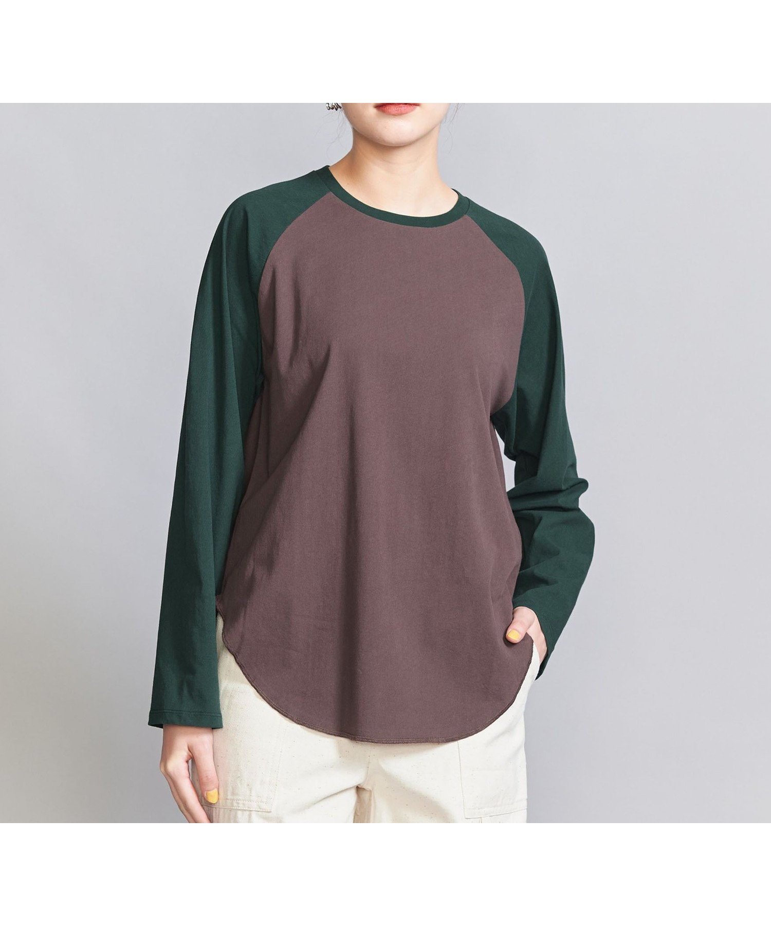 【ユナイテッドアローズ/UNITED ARROWS】のコットン ラグランロングスリーブ Tシャツ インテリア・キッズ・メンズ・レディースファッション・服の通販 founy(ファニー) 　ファッション　Fashion　レディースファッション　Fashion for Women　トップス・カットソー　Cut & Sew Tops　シャツ・ブラウス・オフィスカジュアル　Elegant Blouses & Button-Ups　ロングTシャツ・Tシャツ　Longline T-Shirts & Tees　おすすめ　Recommended / Our Picks　インナー　Innerwear　ジャケット　Jacket, Outerwear　スニーカー　Sneakers, Trainers　スラックス　Slacks, Dress Pants　スリーブ　Sleeve, Long Sleeve / Short Sleeve　デニム　Denim, Jeans Material　ボトム　Bottoms, Lower Wear　ラップ　Wrap, Wrap Design　ワイド　Wide, Wide Fit　DK.BROWN|ID: prp329100004646203 ipo3291000000033534337