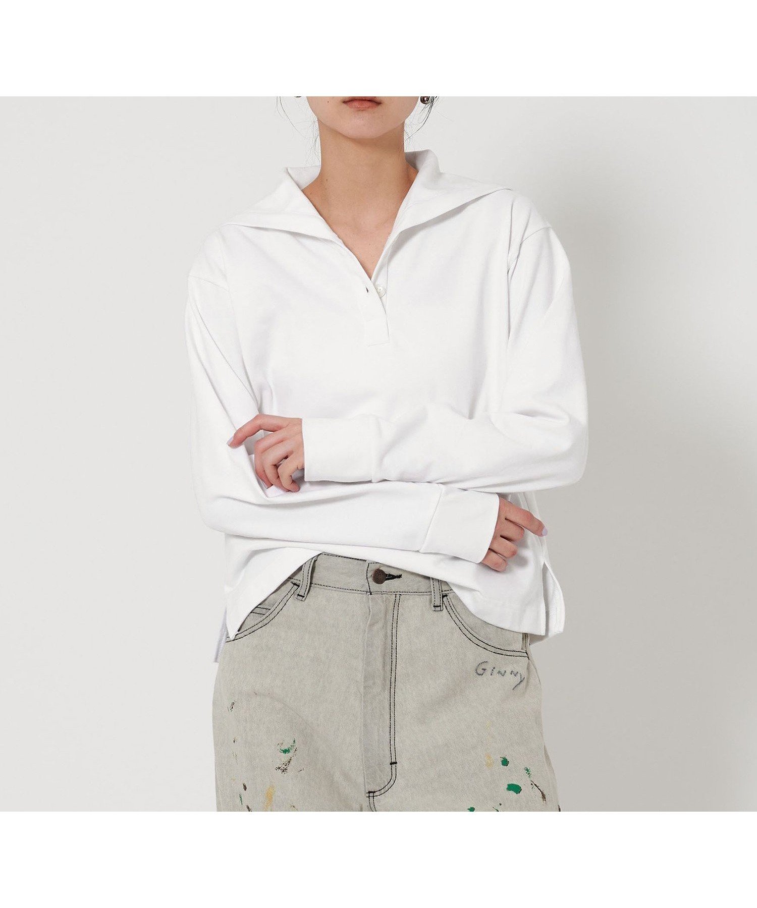 【ユナイテッドアローズ/UNITED ARROWS】のコットン セーラー プルオーバー インテリア・キッズ・メンズ・レディースファッション・服の通販 founy(ファニー) 　ファッション　Fashion　レディースファッション　Fashion for Women　トップス・カットソー　Cut & Sew Tops　カジュアルプルオーバー・ニットトップス　Pullovers & Knit Tops / Casual Pullovers　おすすめ　Recommended / Our Picks　カットソー　Cut and Sewn Top　クラシカル　Classical, Vintage-Inspired　クラシック　Classic, Timeless Style　スリット　Slit, Slit Detail　ボックス　Boxy, Box Shape　ボトム　Bottoms, Lower Wear　ポロシャツ　Polo Shirt, Collared Tee　ヴィンテージ　Vintage Style　WHITE|ID: prp329100004646214 ipo3291000000033534427