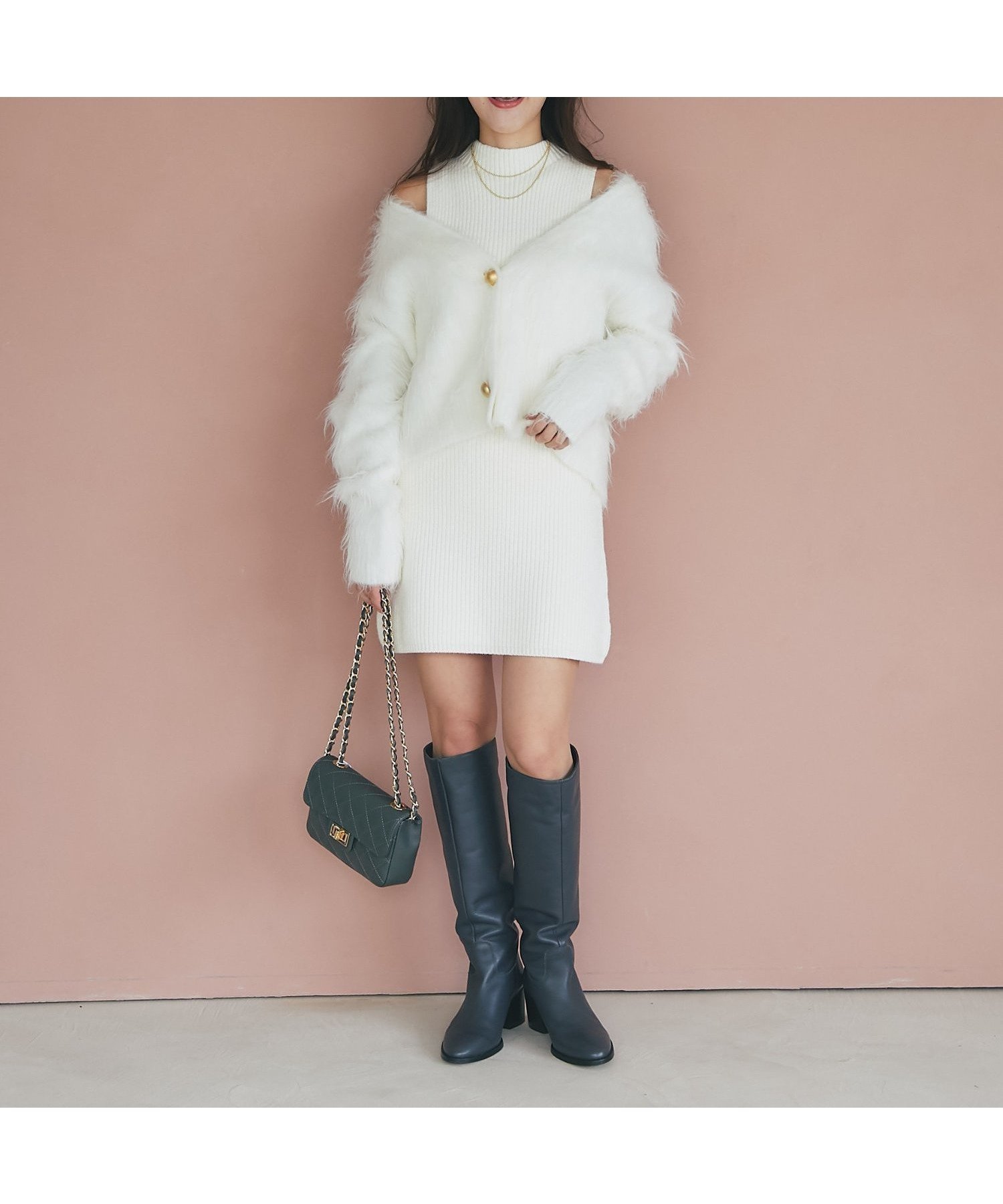 【ラブティックボンボン/La boutique BonBon】の【miki監修・低身長サイズあり】ハイネックノースリミニワンピース インテリア・キッズ・メンズ・レディースファッション・服の通販 founy(ファニー) 　ファッション　Fashion　レディースファッション　Fashion for Women　ワンピース　Dresses　シェイプ　Shape, Slim Fit　フレア　Flare, Flared　エレガント 上品　Elegant　人気　Popular, Best Seller　オフホワイト|ID: prp329100004646218 ipo3291000000033534447