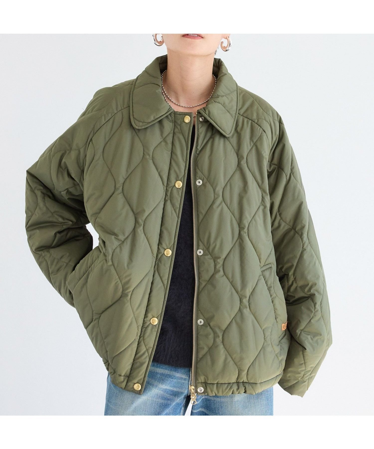 【バンヤードストーム/BARNYARDSTORM】のUNIVERSAL OVERALL別注 / キルトジャケットコート 人気、トレンドファッション・服の通販 founy(ファニー) 　ファッション　Fashion　レディースファッション　Fashion for Women　アウター　Coat / Outerwear Collection　コート・ロングコート・ピーコート　Long Coats, Peacoats & More　レディースジャケット・軽アウター　Jackets　キルト　Quilt, Quilted Fabric　コラボ　Collaboration, Collab　軽量　Lightweight, Ultra Light　ショート　Short, Short Length　ジャケット　Jacket, Outerwear　スウェット / スエット　Sweatshirt, Sweatwear　ドット　Polka Dot, Dot Pattern　定番　Standard, Basic Item　バランス　Balance, Style Balance　フレア　Flare, Flared　フロント　Front, Front Design　別注　Limited Edition, Custom Order　ミドル　Middle Length, Mid Height　ワーク　Workwear, Utility Style　おすすめ　Recommended / Our Picks　 other-1|ID: prp329100004646258 ipo3291000000033534726