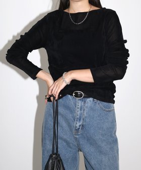 【アンドミー/andme】のベロア チュール サイド ギャザー 袖 トップス 人気、トレンドファッション・服の通販 founy(ファニー) ファッション Fashion レディースファッション Fashion for Women トップス・カットソー Cut & Sew Tops ベロアトップス Velour Tops / Velvet-Look Items ギャザー Gathered, Ruffled サロペット Overalls, Salopette チュール Tulip, Tulip Motif トレンド Trend, Trending Now フィット Fit, Slim Fit ベロア Velour, Soft Velvet 長袖 Long Sleeve, Full Sleeve |ID:prp329100004646274