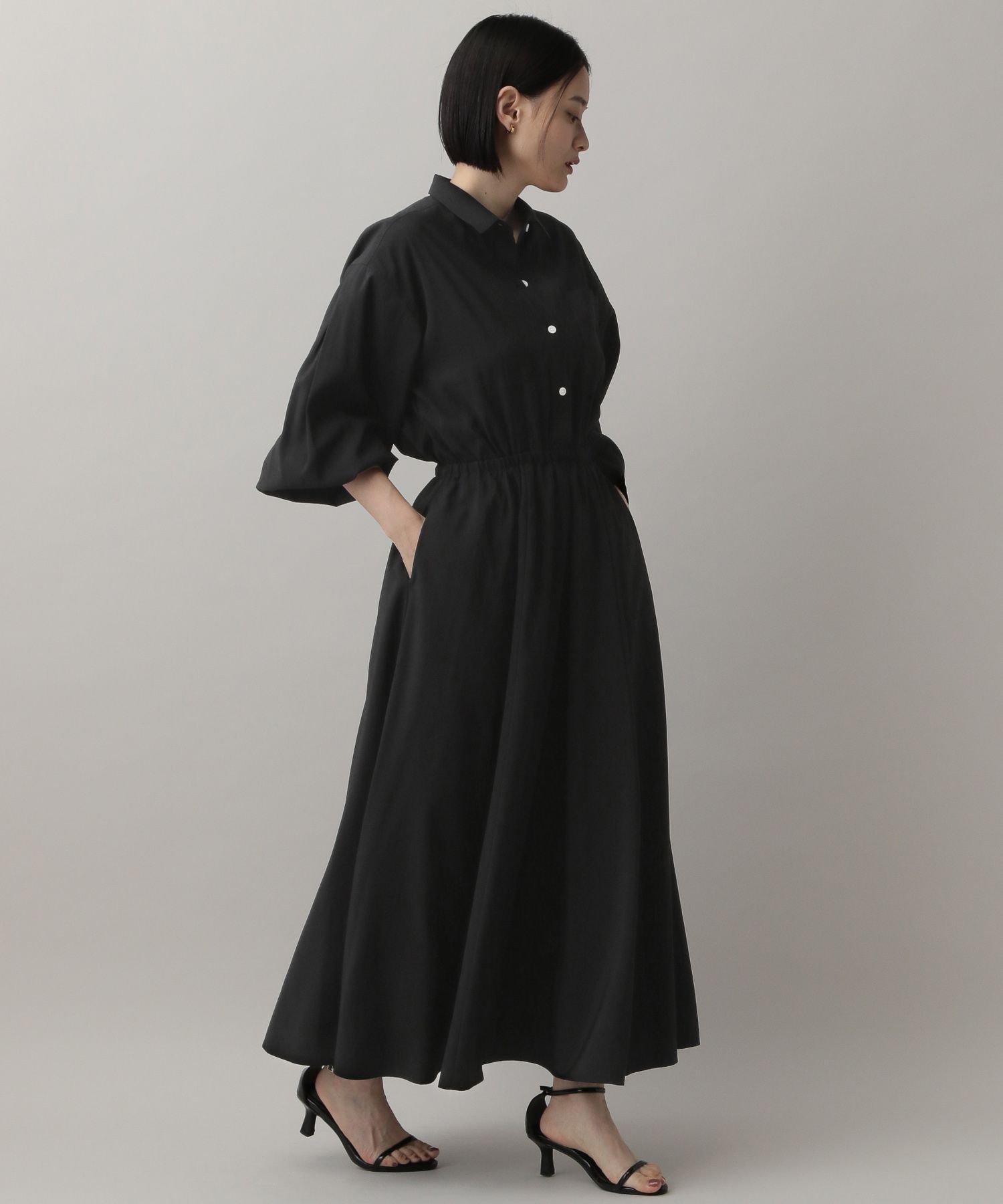 【アパートバイローリーズ/apart by lowrys】のドロストシャツワンピース インテリア・キッズ・メンズ・レディースファッション・服の通販 founy(ファニー) 　ファッション　Fashion　レディースファッション　Fashion for Women　ワンピース　Dresses　シャツワンピース / 1枚で着映えコーデ　Shirt Dresses　キャップ　Cap, Baseball Cap　シンプル　Simple, Minimal　スニーカー　Sneakers, Trainers　ダウン　Down, Puffer　フレア　Flare, Flared　ポケット　Pocket, Pocket Detail　ミックス　Mix, Mixed Style　洗える　Machine Washable　ブラック09|ID: prp329100004646275 ipo3291000000033611393