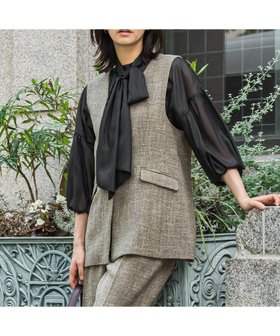 【ロートレ アモン/LAUTRE AMONT】のトリッカースラブVカラージレ≪手洗い可能・防シワ・UV≫ 人気、トレンドファッション・服の通販 founy(ファニー) ファッション Fashion レディースファッション Fashion for Women アウター Coat / Outerwear Collection トップス・カットソー Cut & Sew Tops ベスト&ジレ / 重ね着スタイル Vests & Gilets 秋 Autumn カットソー Cut and Sewn Top クラシカル Classical, Vintage-Inspired ツイード Twill, Twill Weave ベスト Vest, Waistcoat おすすめ Recommended / Our Picks エレガント 上品 Elegant |ID:prp329100004646281