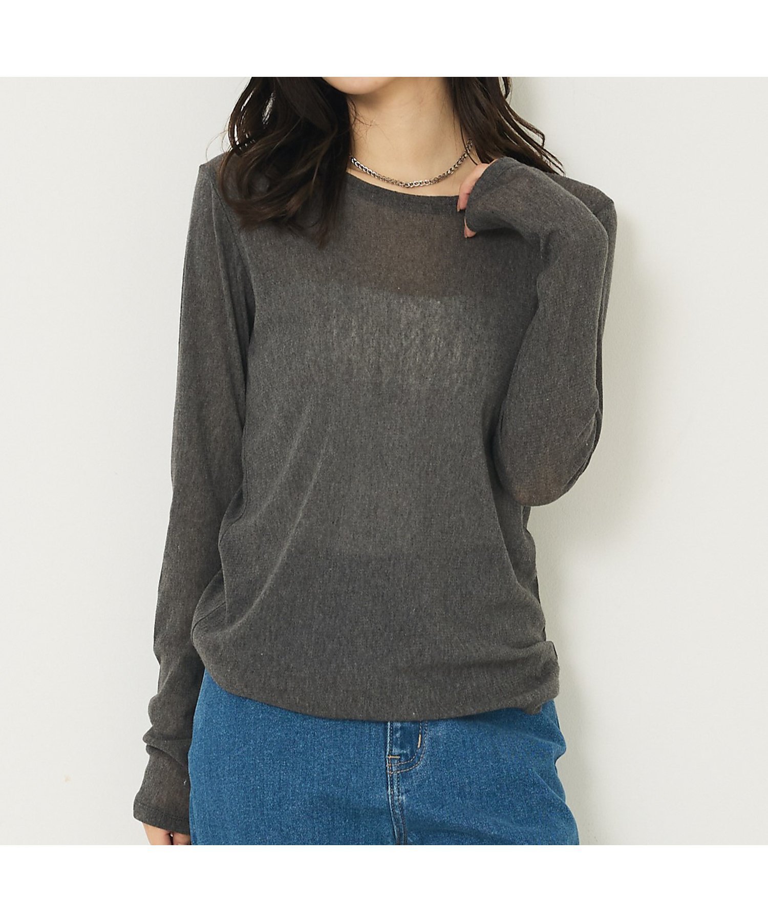 【アバハウスマヴィ/abahouse mavie】のソフトチュールロンT インテリア・キッズ・メンズ・レディースファッション・服の通販 founy(ファニー) 　ファッション　Fashion　レディースファッション　Fashion for Women　トップス・カットソー　Cut & Sew Tops　ロングTシャツ・Tシャツ　Longline T-Shirts & Tees　おすすめ　Recommended / Our Picks　インナー　Innerwear　チュール　Tulip, Tulip Motif　ベスト　Vest, Waistcoat　チャコールグレー|ID: prp329100004646294 ipo3291000000033535093