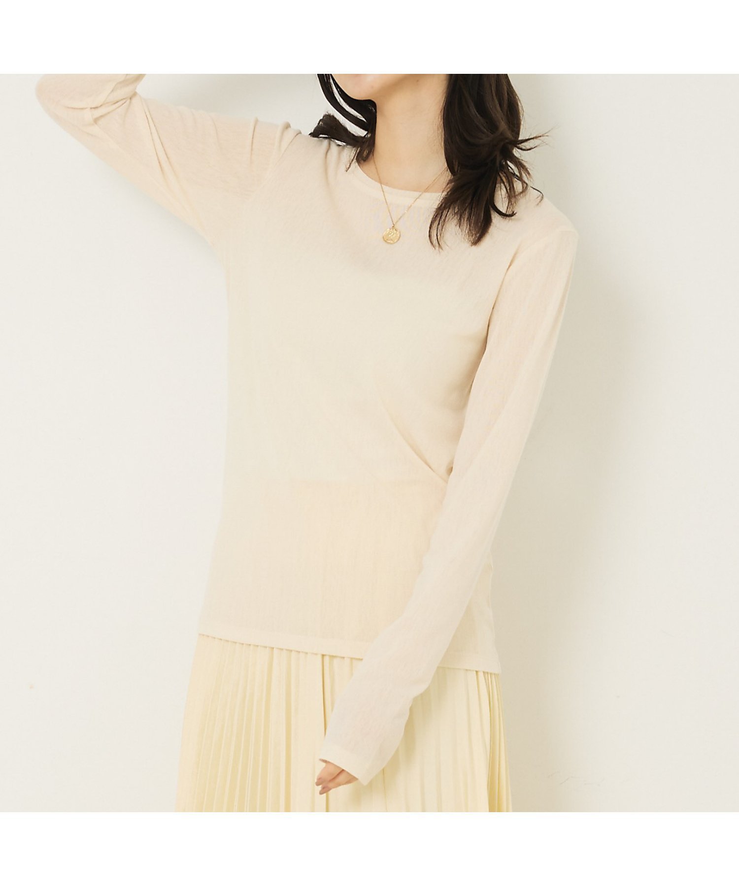 【アバハウスマヴィ/abahouse mavie】のソフトチュールロンT インテリア・キッズ・メンズ・レディースファッション・服の通販 founy(ファニー) 　ファッション　Fashion　レディースファッション　Fashion for Women　トップス・カットソー　Cut & Sew Tops　ロングTシャツ・Tシャツ　Longline T-Shirts & Tees　おすすめ　Recommended / Our Picks　インナー　Innerwear　チュール　Tulip, Tulip Motif　ベスト　Vest, Waistcoat　クリーム|ID: prp329100004646294 ipo3291000000033535095