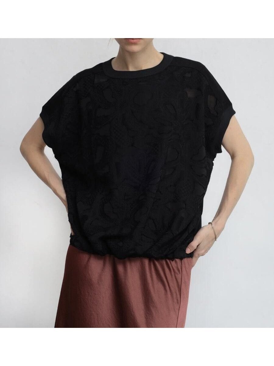 【ラシュッド/LASUD】のカットジャガード切替PO インテリア・キッズ・メンズ・レディースファッション・服の通販 founy(ファニー) 　ファッション　Fashion　レディースファッション　Fashion for Women　カットジャガード　Cut Jacquard　バランス　Balance, Style Balance　フロント　Front, Front Design　ボトム　Bottoms, Lower Wear　切替　Switching, Contrast Panel　ブラック|ID: prp329100004646328 ipo3291000000033535620