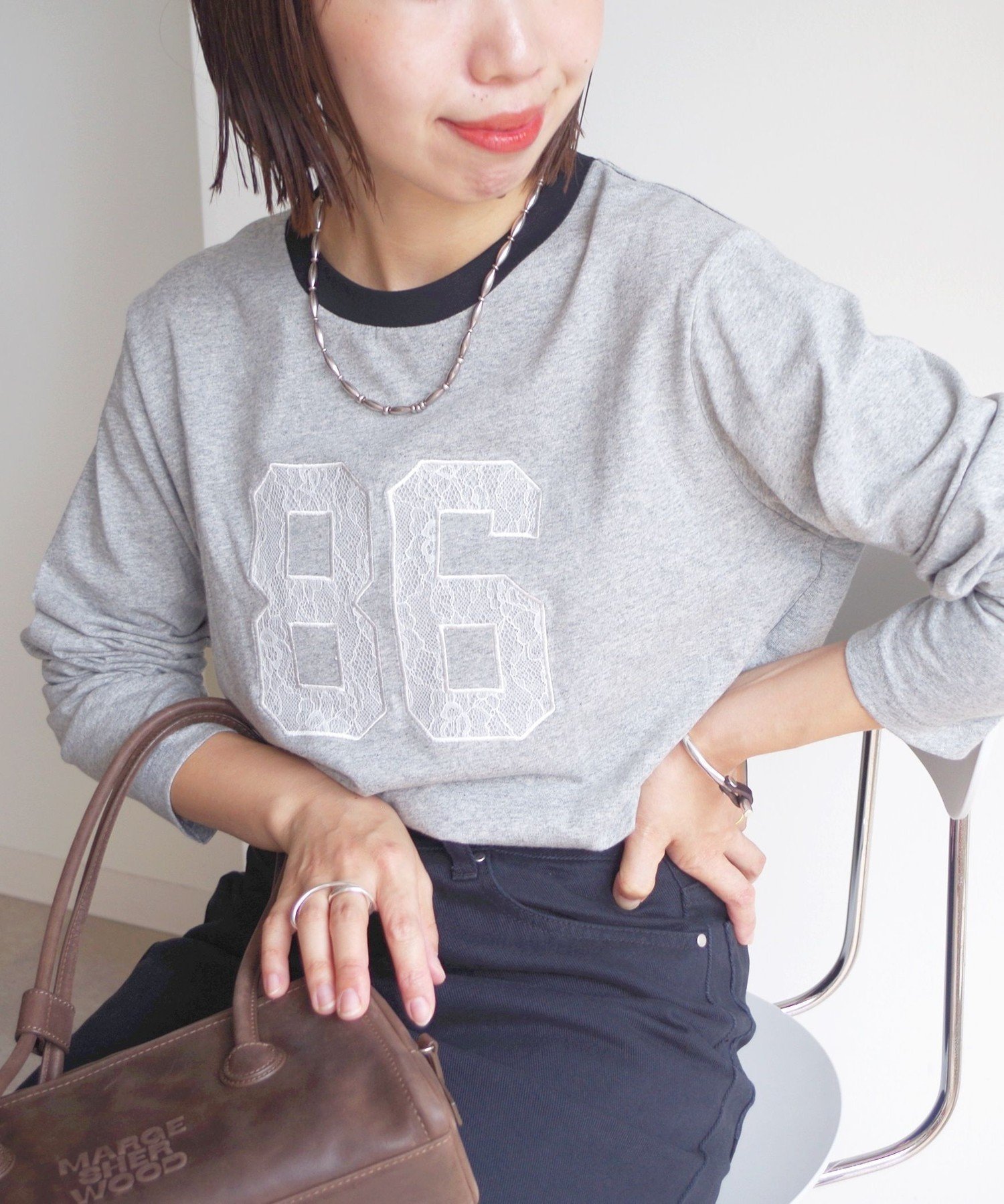 【シップス フォー ウィメン/SHIPS】の【WEB限定】 洗濯機可能 レース ナンバリング リンガー TEE インテリア・キッズ・メンズ・レディースファッション・服の通販 founy(ファニー) 　ファッション　Fashion　レディースファッション　Fashion for Women　2025年　2025　2025-2026秋冬・A/W　Autumn/Winter 2025–26 AW25–26　おすすめ　Recommended / Our Picks　ショルダー　Shoulder, Shoulder Strap　ジャケット　Jacket, Outerwear　スラックス　Slacks, Dress Pants　フェミニン　Feminine, Girly　ボトム　Bottoms, Lower Wear　ポケット　Pocket, Pocket Detail　レース　Lace, Lace Fabric　長袖　Long Sleeve, Full Sleeve　グレー|ID: prp329100004646369 ipo3291000000033536070