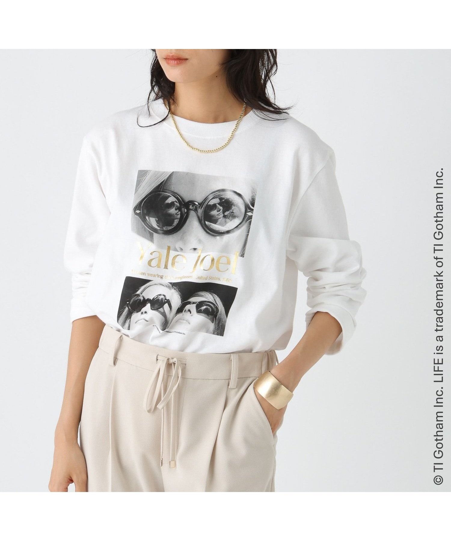 【エルーラ/Elura】のLIFE PCプリントロンTEE/498587 インテリア・キッズ・メンズ・レディースファッション・服の通販 founy(ファニー) 　ファッション　Fashion　レディースファッション　Fashion for Women　トップス・カットソー　Cut & Sew Tops　ロングTシャツ・Tシャツ　Longline T-Shirts & Tees　インナー　Innerwear　ヴィンテージ　Vintage Style　グラフィック　Graphic, Graphic Design　コレクション　Collection, Seasonal Line　シンプル　Simple, Minimal　ジャケット　Jacket, Outerwear　雑誌　Magazine, Fashion Magazine　デニム　Denim, Jeans Material　プリント　Print, Printed Pattern　ボトム　Bottoms, Lower Wear　モノトーン　Monotone, Black and White　ワイド　Wide, Wide Fit　おすすめ　Recommended / Our Picks　ホワイト03|ID: prp329100004646371 ipo3291000000033536103