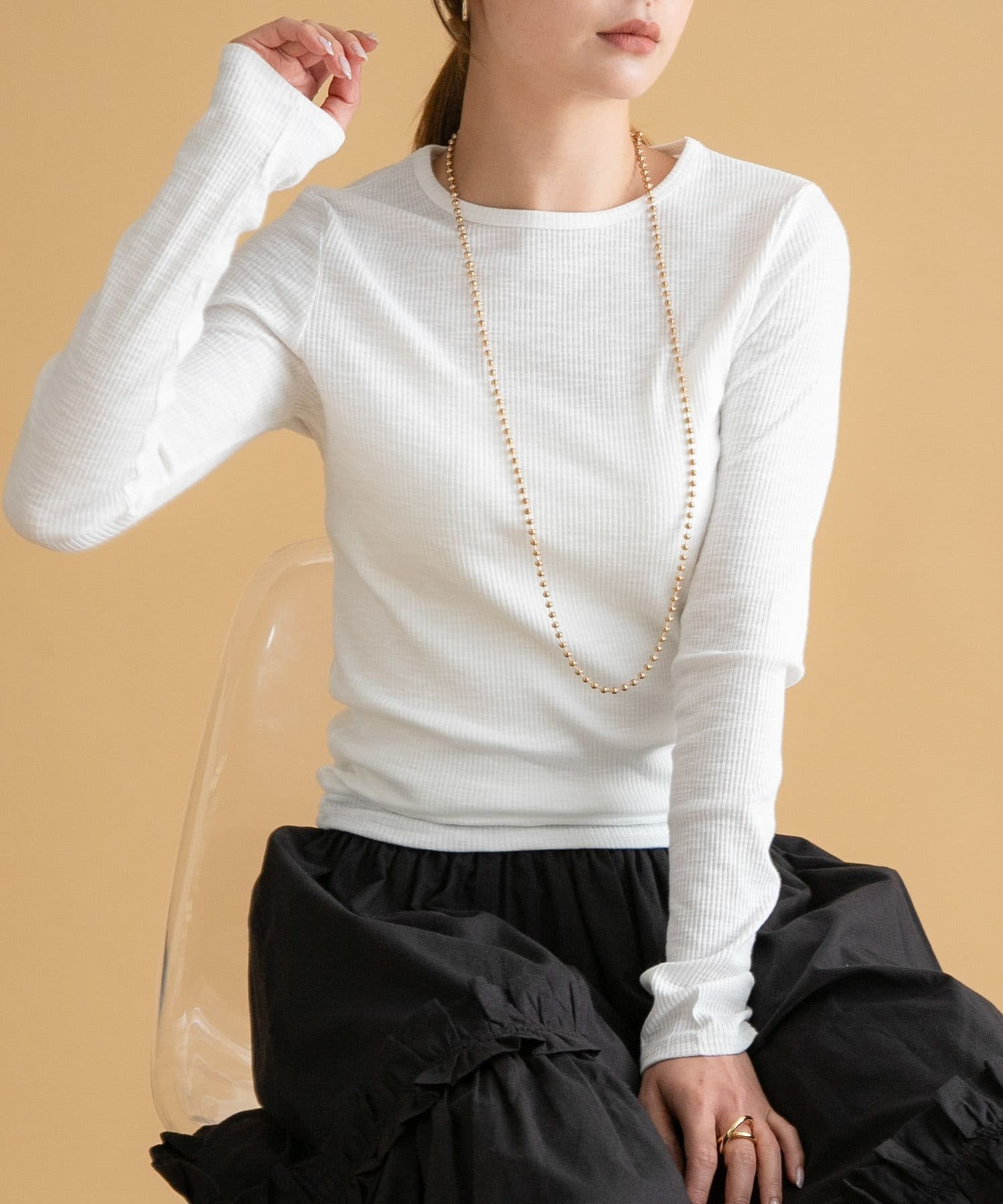 【サニーレーベル/Sonny Label / URBAN RESEARCH】のスラブベーシックロングスリーブTシャツ インテリア・キッズ・メンズ・レディースファッション・服の通販 founy(ファニー) 　ファッション　Fashion　レディースファッション　Fashion for Women　トップス・カットソー　Cut & Sew Tops　シャツ・ブラウス・オフィスカジュアル　Elegant Blouses & Button-Ups　ロングTシャツ・Tシャツ　Longline T-Shirts & Tees　2025年　2025　2025春夏・S/S　Spring/Summer 2025 SS25　おすすめ　Recommended / Our Picks　インナー　Innerwear　カットソー　Cut and Sewn Top　シンプル　Simple, Minimal　フィット　Fit, Slim Fit　ベスト　Vest, Waistcoat　夏　Summer　S/S・春夏　SS, Spring/Summer, Warm Season　オフ|ID: prp329100004646586 ipo3291000000033794915