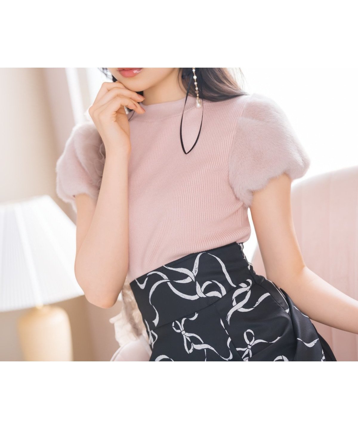 【ウィルセレクション/WILLSELECTION】の【8/8(fri)10時発売】ファースリーブニットプルオーバー インテリア・キッズ・メンズ・レディースファッション・服の通販 founy(ファニー) 　ファッション　Fashion　レディースファッション　Fashion for Women　トップス・カットソー　Cut & Sew Tops　ニット　Knit Tops & Sweaters　カジュアルプルオーバー・ニットトップス　Pullovers & Knit Tops / Casual Pullovers　秋　Autumn　スリーブ　Sleeve, Long Sleeve / Short Sleeve　バランス　Balance, Style Balance　フィット　Fit, Slim Fit　フェイクファー　Faux Fur, Imitation Fur　半袖　Short Sleeve, Half Sleeve　ラベンダー　Lavender　リボン　Ribbon, Bow　エレガント 上品　Elegant　ピンク|ID: prp329100004646869 ipo3291000000033543606