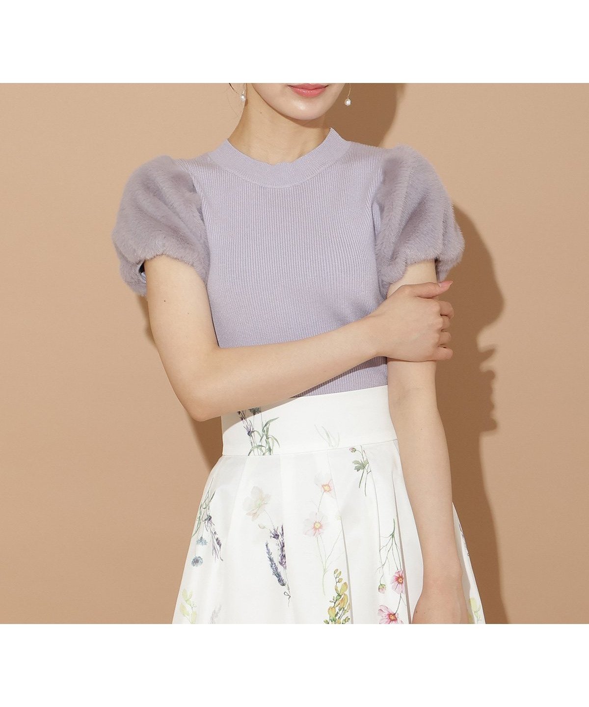 【ウィルセレクション/WILLSELECTION】の【8/8(fri)10時発売】ファースリーブニットプルオーバー インテリア・キッズ・メンズ・レディースファッション・服の通販 founy(ファニー) 　ファッション　Fashion　レディースファッション　Fashion for Women　トップス・カットソー　Cut & Sew Tops　ニット　Knit Tops & Sweaters　カジュアルプルオーバー・ニットトップス　Pullovers & Knit Tops / Casual Pullovers　秋　Autumn　スリーブ　Sleeve, Long Sleeve / Short Sleeve　バランス　Balance, Style Balance　フィット　Fit, Slim Fit　フェイクファー　Faux Fur, Imitation Fur　半袖　Short Sleeve, Half Sleeve　ラベンダー　Lavender　リボン　Ribbon, Bow　エレガント 上品　Elegant　ラベンダー|ID: prp329100004646869 ipo3291000000033543609