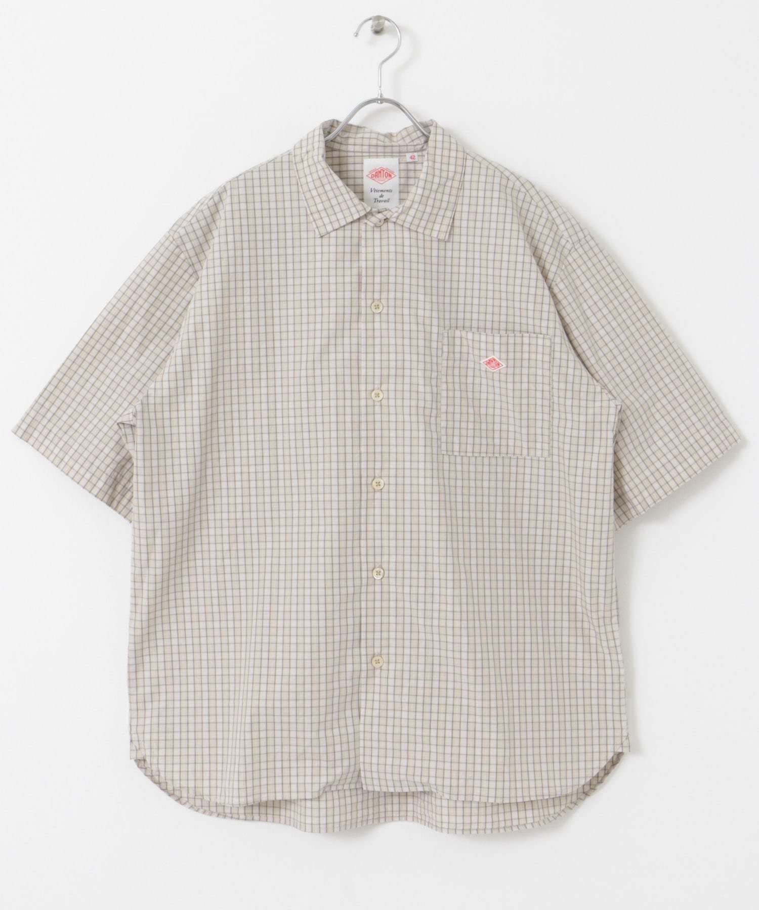 【アーバンリサーチ ドアーズ/URBAN RESEARCH DOORS / MEN】のDANTON WORK SHIRTS SHORT-SLEEVE インテリア・キッズ・メンズ・レディースファッション・服の通販 founy(ファニー) 　ファッション　Fashion　メンズファッション　Fashion for Men　2025年　2025　2025春夏・S/S　Spring/Summer 2025 SS25　シンプル　Simple, Minimal　チェック　Check, Plaid, Tartan　フランス　France, French　ベーシック　Basic, Essential　ポケット　Pocket, Pocket Detail　リラックス　Relax, Relaxed Fit　ワーク　Workwear, Utility Style　半袖　Short Sleeve, Half Sleeve　夏　Summer　S/S・春夏　SS, Spring/Summer, Warm Season　BEG/GRY|ID: prp329100004646883 ipo3291000000033543776