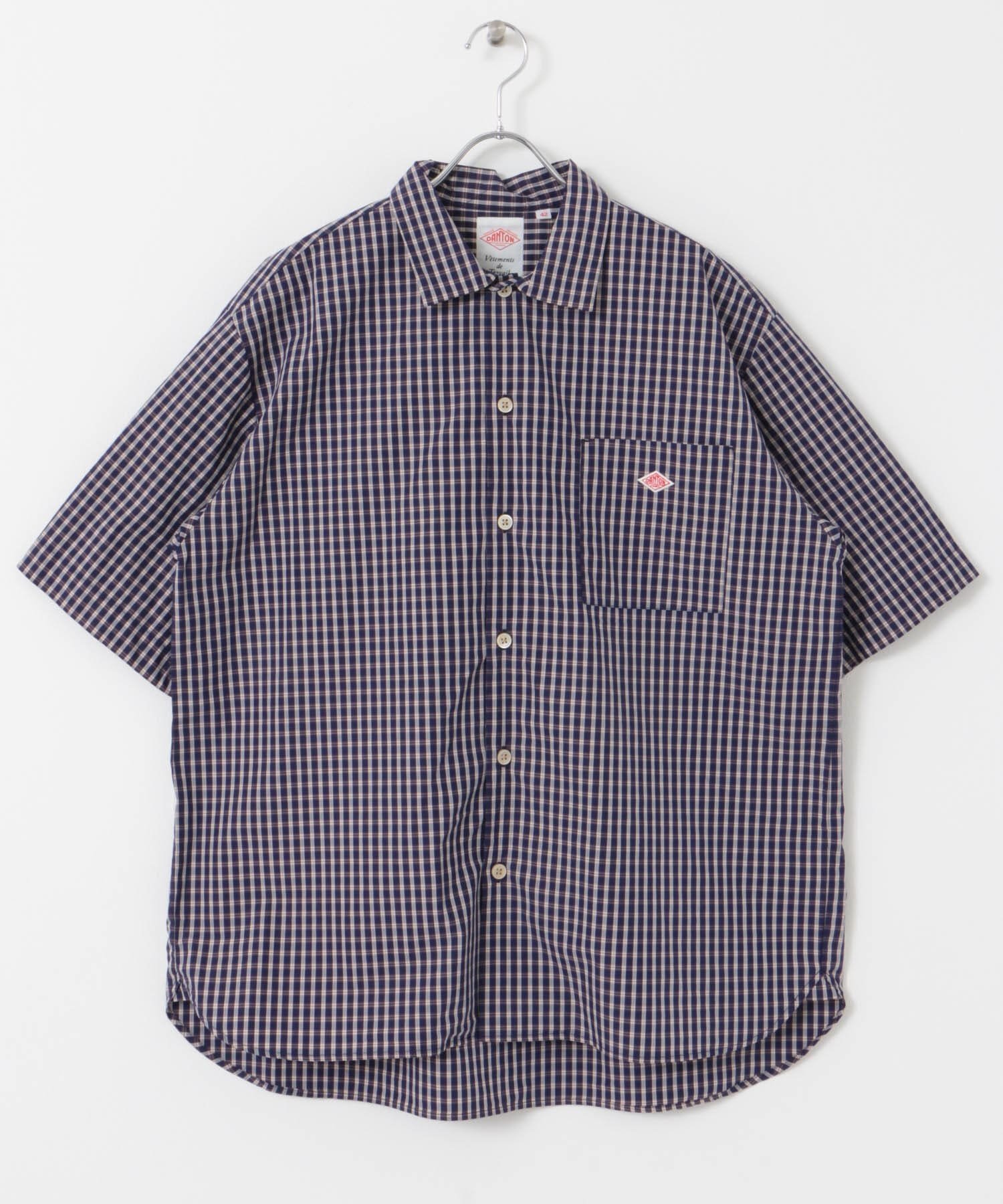 【アーバンリサーチ ドアーズ/URBAN RESEARCH DOORS / MEN】のDANTON WORK SHIRTS SHORT-SLEEVE インテリア・キッズ・メンズ・レディースファッション・服の通販 founy(ファニー) 　ファッション　Fashion　メンズファッション　Fashion for Men　2025年　2025　2025春夏・S/S　Spring/Summer 2025 SS25　シンプル　Simple, Minimal　チェック　Check, Plaid, Tartan　フランス　France, French　ベーシック　Basic, Essential　ポケット　Pocket, Pocket Detail　リラックス　Relax, Relaxed Fit　ワーク　Workwear, Utility Style　半袖　Short Sleeve, Half Sleeve　夏　Summer　S/S・春夏　SS, Spring/Summer, Warm Season　NVY/BRN|ID: prp329100004646883 ipo3291000000033543777