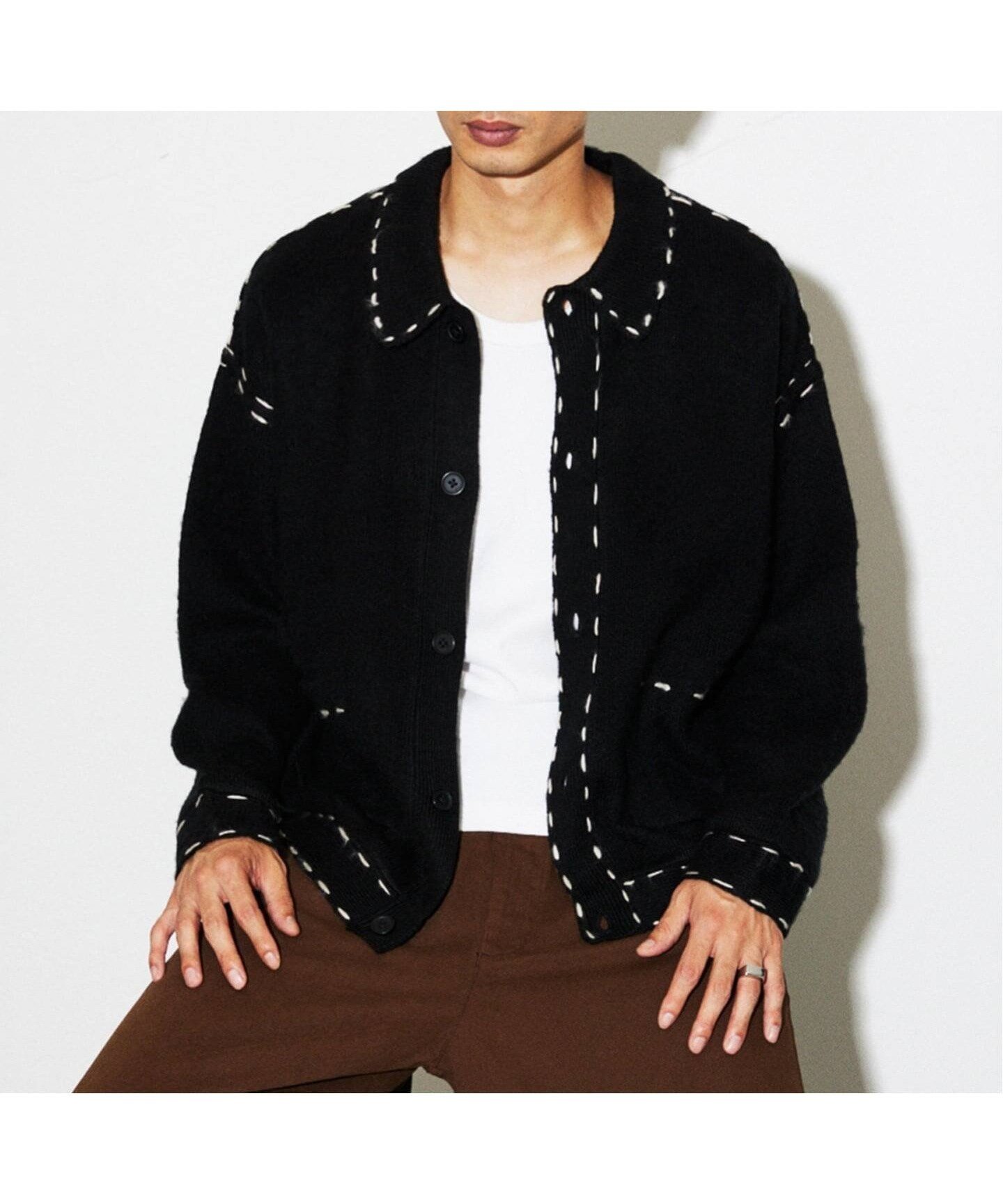 【ジャーナルスタンダード/JOURNAL STANDARD / MEN】のハンド ステッチ ブラッシュド カーディガン インテリア・キッズ・メンズ・レディースファッション・服の通販 founy(ファニー) 　ファッション　Fashion　メンズファッション　Fashion for Men　アクリル　Acrylic Material　カーディガン　Cardigan, Knitwear　シンプル　Simple, Minimal　スタイリッシュ　Stylish, Fashionable　ハンド　Hand, Handmade　フロント　Front, Front Design　A/W・秋冬　Autumn/Winter　ブラック|ID: prp329100004646887 ipo3291000000033543857