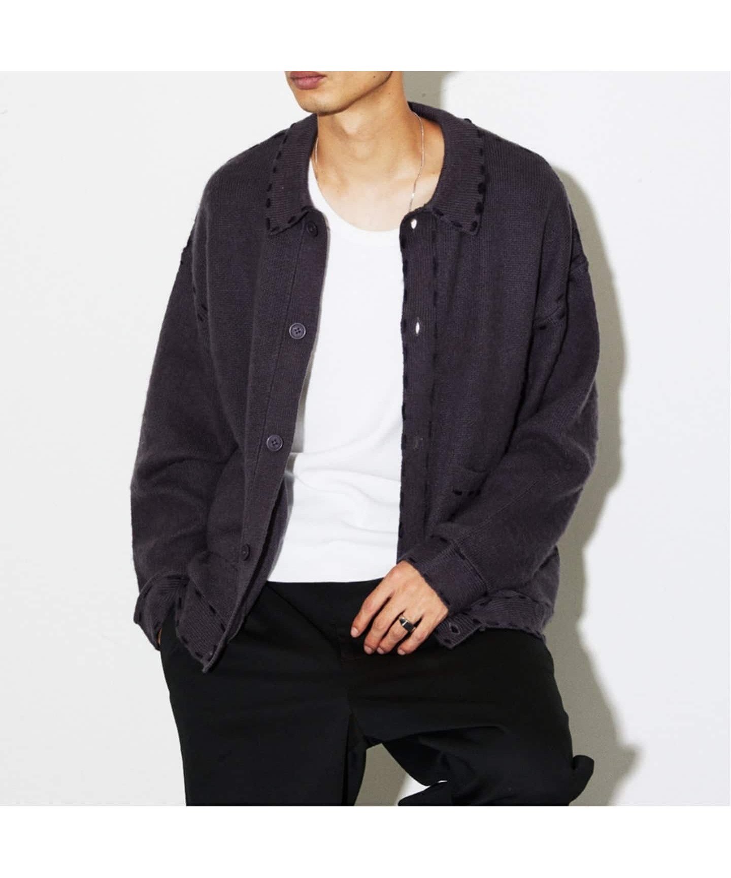 【ジャーナルスタンダード/JOURNAL STANDARD / MEN】のハンド ステッチ ブラッシュド カーディガン インテリア・キッズ・メンズ・レディースファッション・服の通販 founy(ファニー) 　ファッション　Fashion　メンズファッション　Fashion for Men　アクリル　Acrylic Material　カーディガン　Cardigan, Knitwear　シンプル　Simple, Minimal　スタイリッシュ　Stylish, Fashionable　ハンド　Hand, Handmade　フロント　Front, Front Design　A/W・秋冬　Autumn/Winter　グレーA|ID: prp329100004646887 ipo3291000000033543858