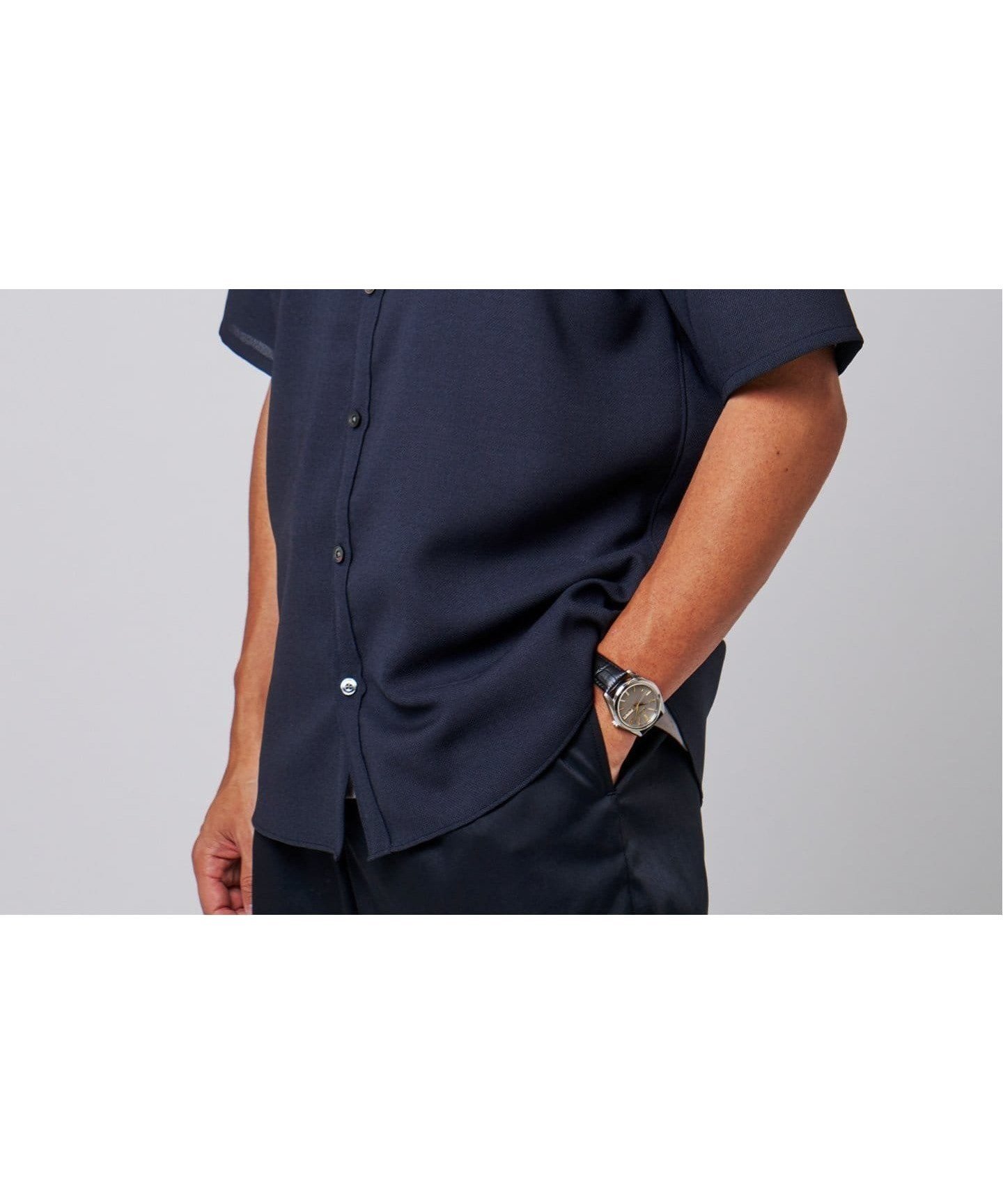 【エディフィス/EDIFICE / MEN】の接触冷感 吸水速乾 EVALET メッシュ バンドカラー シャツ インテリア・キッズ・メンズ・レディースファッション・服の通販 founy(ファニー) 　ファッション　Fashion　メンズファッション　Fashion for Men　ストレッチ　Stretch, Stretchy Fabric　ベーシック　Basic, Essential　メッシュ　Mesh, Net Fabric　吸水　Absorbent, Quick-Dry　夏　Summer　ネイビー|ID: prp329100004646930 ipo3291000000033544395