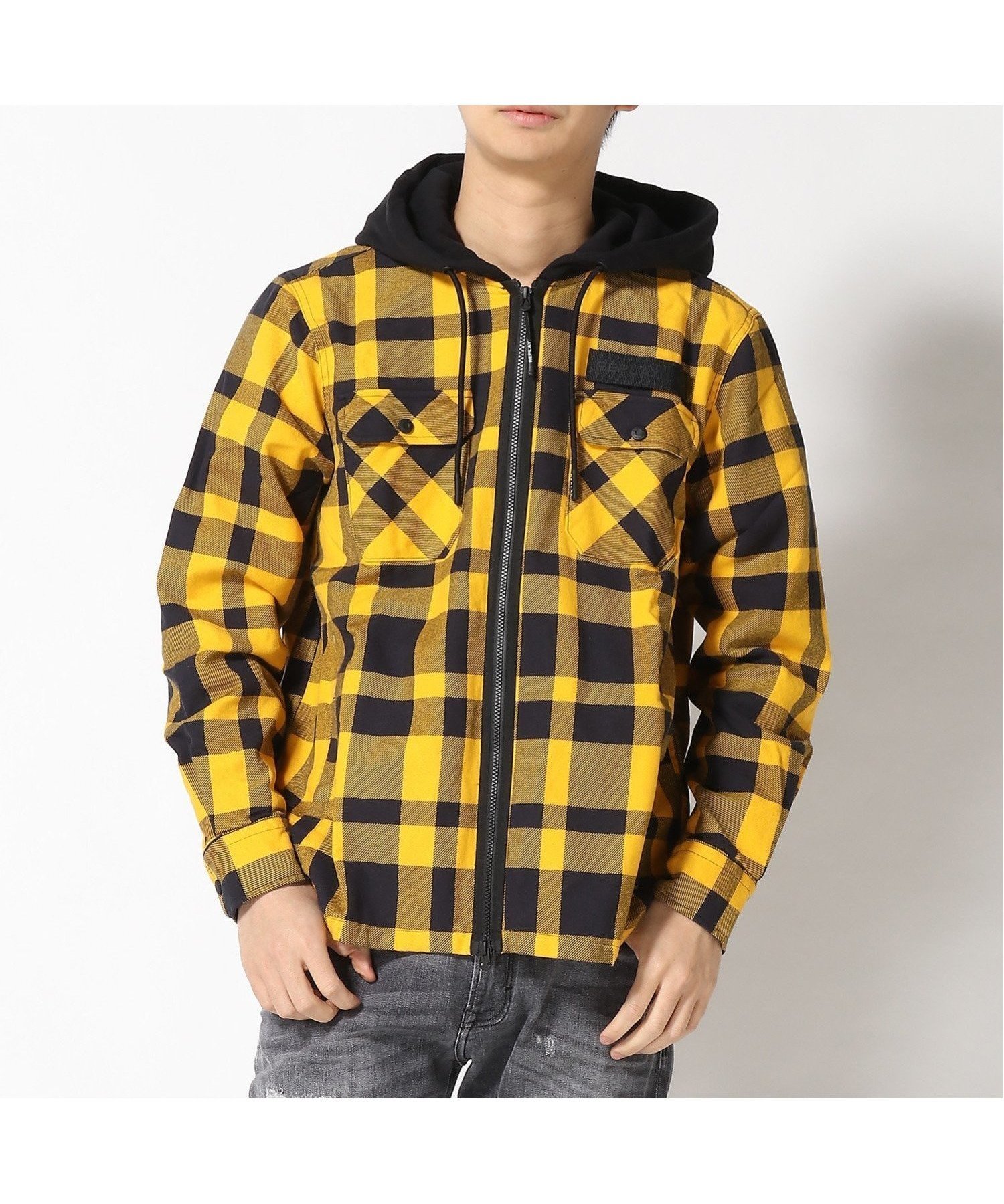 【その他のブランド/Other】のチェックコットンツイルシャツパーカー 人気、トレンドファッション・服の通販 founy(ファニー) 　ファッション　Fashion　メンズファッション　Fashion for Men　イエロー　Yellow　スウェット / スエット　Sweatshirt, Sweatwear　ダブル　Double, Double-Breasted　ドローコード　Drawcord, Drawstring Cord　フィット　Fit, Slim Fit　フラップ　Flap, Flap Pocket　ポケット　Pocket, Pocket Detail　リラックス　Relax, Relaxed Fit　 other-1|ID: prp329100004646965 ipo3291000000033544758