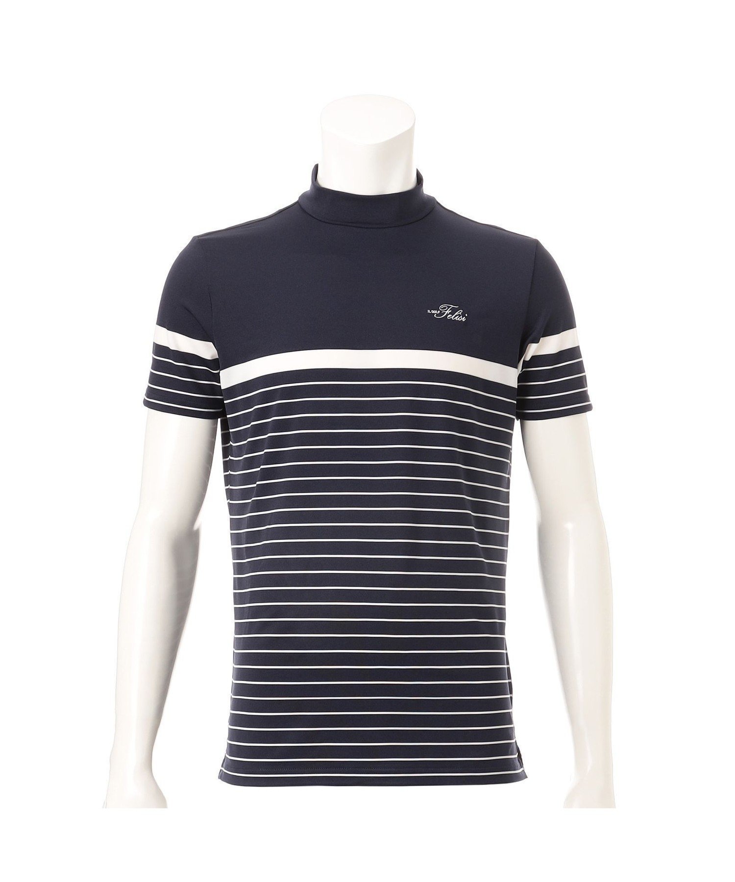 【フェリージ/Felisi / MEN】の【Felisi Golf/フェリージゴルフ】【MENS】 ハイネックTシャツ ストライプ MS STRIPE EMB HIGH NECK SHIRT インテリア・キッズ・メンズ・レディースファッション・服の通販 founy(ファニー) 　ファッション　Fashion　メンズファッション　Fashion for Men　イタリア　Italy　エレガント 上品　Elegant　春　Spring　吸水　Absorbent, Quick-Dry　シンプル　Simple, Minimal　ジャケット　Jacket, Outerwear　ストライプ　Stripe, Striped Pattern　ストレッチ　Stretch, Stretchy Fabric　スポーツ　Sports, Activewear　スリット　Slit, Slit Detail　セーター　Sweater, Knitwear　ハイネック　High Neck, Mock Neck　プレート　Plate, Dish　ベーシック　Basic, Essential　メタル　Metal, Metal Parts　ラグジュアリー　Luxury, Elegant　S/S・春夏　SS, Spring/Summer, Warm Season　おすすめ　Recommended / Our Picks　夏　Summer　ゴルフ　Golf　NAVY|ID: prp329100004646970 ipo3291000000033544780