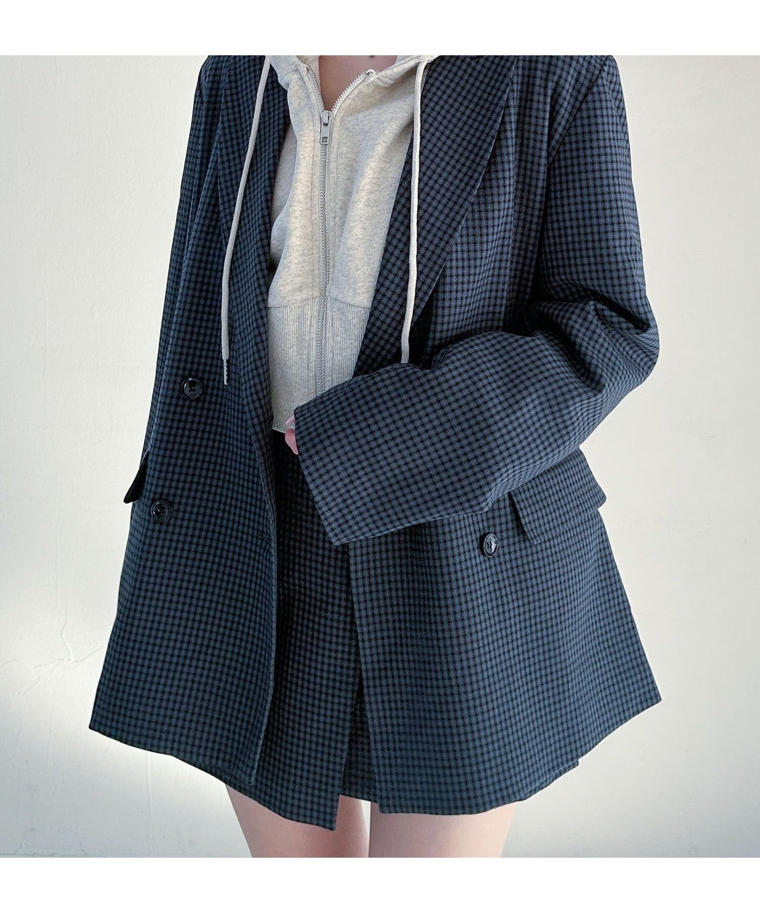 【ヘザー/Heather】のオーバーミドルテーラードジャケット インテリア・キッズ・メンズ・レディースファッション・服の通販 founy(ファニー) 　ファッション　Fashion　レディースファッション　Fashion for Women　アウター　Coat / Outerwear Collection　レディースジャケット・軽アウター　Jackets　テーラードジャケット / 通勤・きれいめスタイル　Tailored Jackets & Blazers　おすすめ　Recommended / Our Picks　ダウン　Down, Puffer　チェック　Check, Plaid, Tartan　フリル　Frill, Ruffle　無地　Plain, Solid Color　ネイビーチェック|ID: prp329100004646982 ipo3291000000033911519