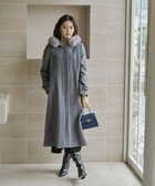 【プロポーション ボディドレッシング/PROPORTION BODY DRESSING】のモッサフードフェイクファーロングコート 人気、トレンドファッション・服の通販 founy(ファニー) ファッション Fashion レディースファッション Fashion for Women アウター Coat / Outerwear Collection コート・ロングコート・ピーコート Long Coats, Peacoats & More フェイクファー Faux Fur, Imitation Fur フェミニン Feminine, Girly メルトン Melton, Heavy Wool ロング Long, Long-Length 日本製 Made In Japan 防寒 Cold Protection, Winter-Ready thumbnail チャコール2|ID: prp329100004647040 ipo3291000000033545370