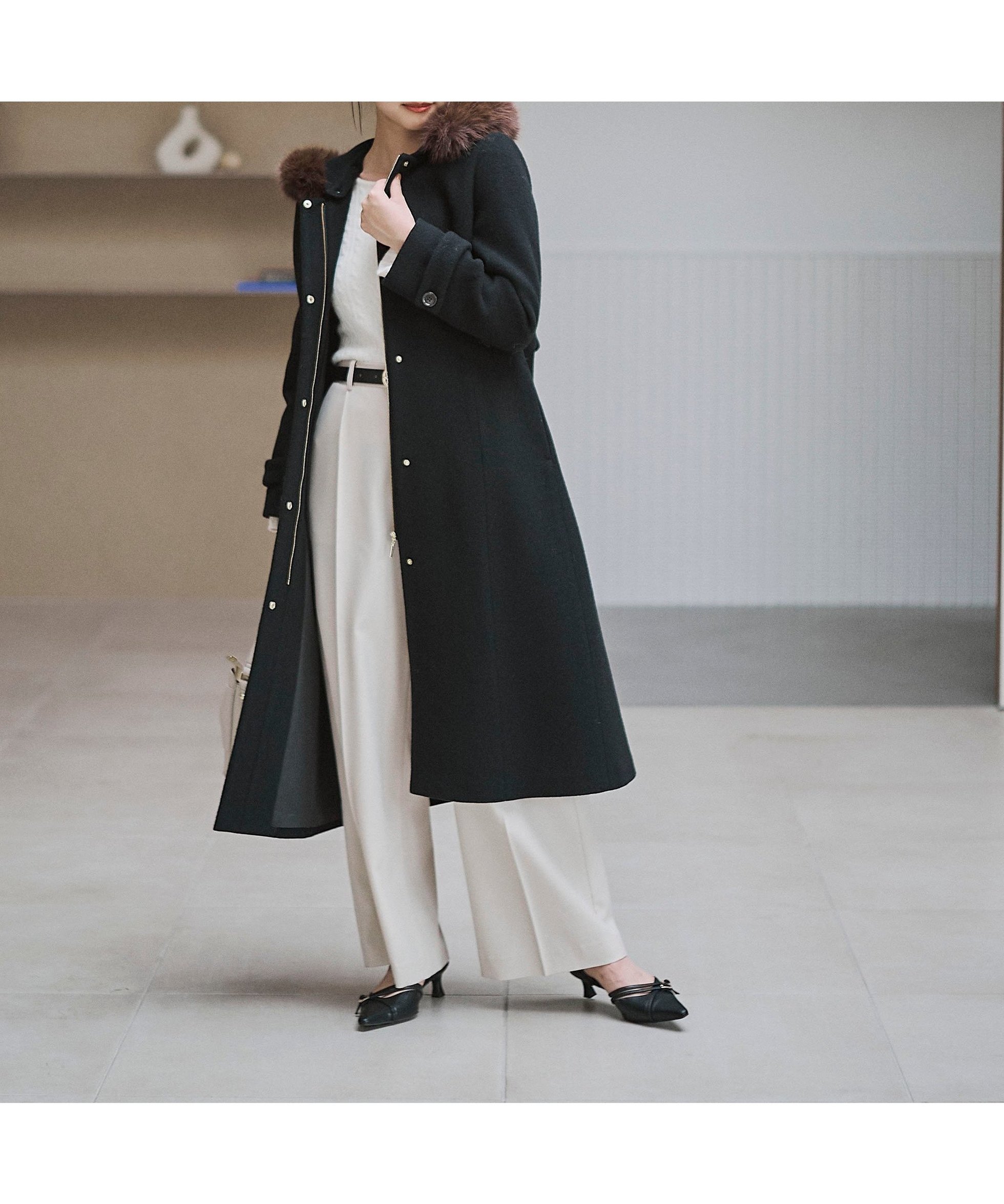 【プロポーション ボディドレッシング/PROPORTION BODY DRESSING】のモッサフードフェイクファーロングコート 25AW インテリア・キッズ・メンズ・レディースファッション・服の通販 founy(ファニー) ファッション Fashion レディースファッション Fashion for Women アウター Coat / Outerwear Collection コート・ロングコート・ピーコート Long Coats, Peacoats & More 2025年 2025 2025-2026秋冬・A/W Autumn/Winter 2025–26 AW25–26 フェイクファー Faux Fur, Imitation Fur フェミニン Feminine, Girly メルトン Melton, Heavy Wool ロング Long, Long-Length 日本製 Made In Japan 防寒 Cold Protection, Winter-Ready ブラック|ID: prp329100004647040 ipo3291000000034644677