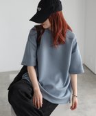 【リラクロ/relaclo】のmitis/モックネックゆったりダンボール半袖Tee ブルー|ID: prp329100004647052 ipo3291000000033545419