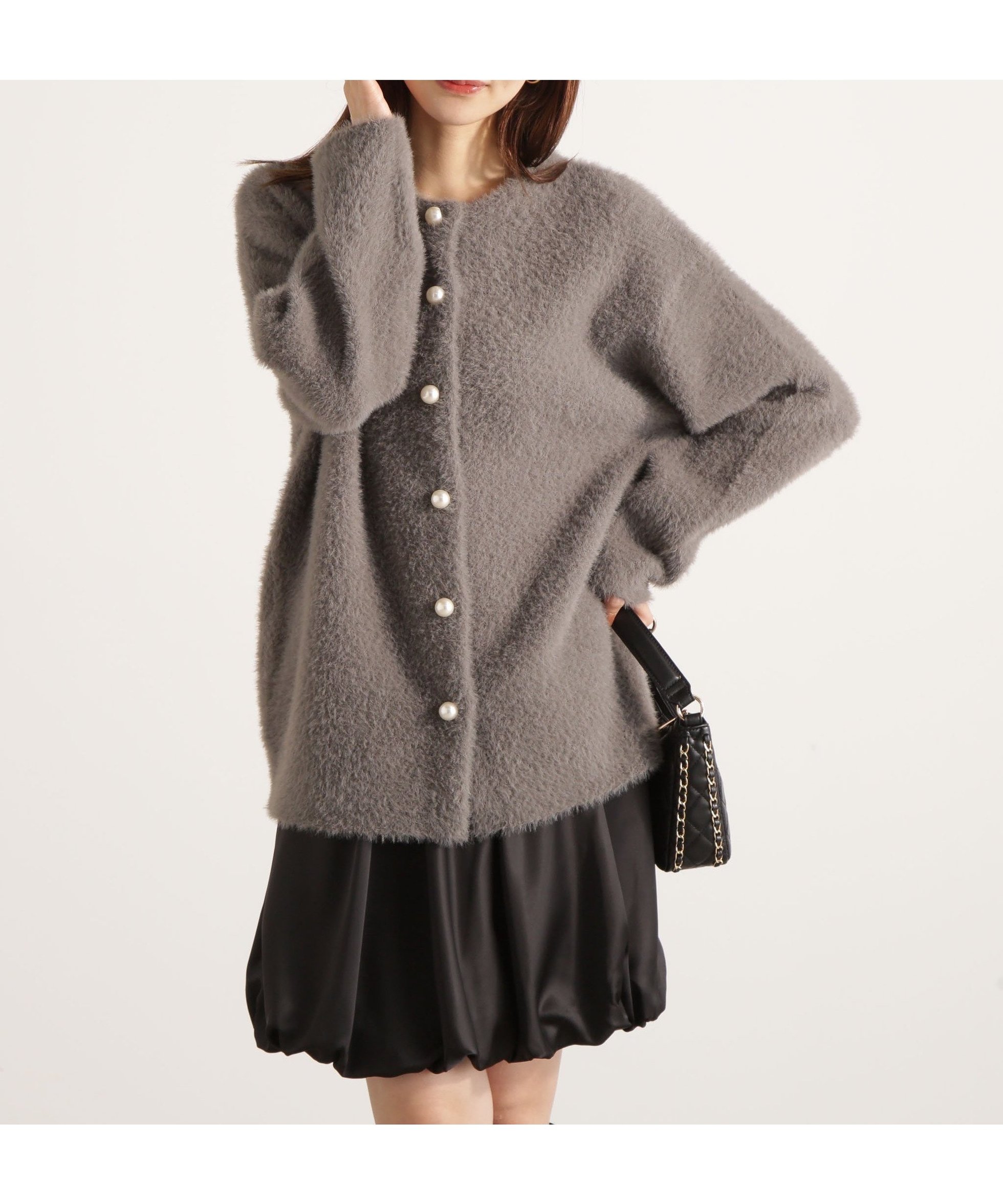 【プロポーション ボディドレッシング/PROPORTION BODY DRESSING】のフェザージャコット 25AW インテリア・キッズ・メンズ・レディースファッション・服の通販 founy(ファニー) 　ファッション　Fashion　レディースファッション　Fashion for Women　2025年　2025　2025-2026秋冬・A/W　Autumn/Winter 2025–26 AW25–26　ウォーム　Warm Fabric　カーディガン　Cardigan, Knitwear　パール　Pearl, Pearl Accent　フェザー　Feather, Feather Detail　フェミニン　Feminine, Girly　エレガント 上品　Elegant　ビジネス 仕事 通勤　Business / Work / Commuting　グレー|ID: prp329100004647074 ipo3291000000034559348