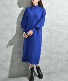 【インタープラネット/INTERPLANET】の袖口BACKパールデザインニットワンピース ブルー|ID: prp329100004647084 ipo3291000000034598899