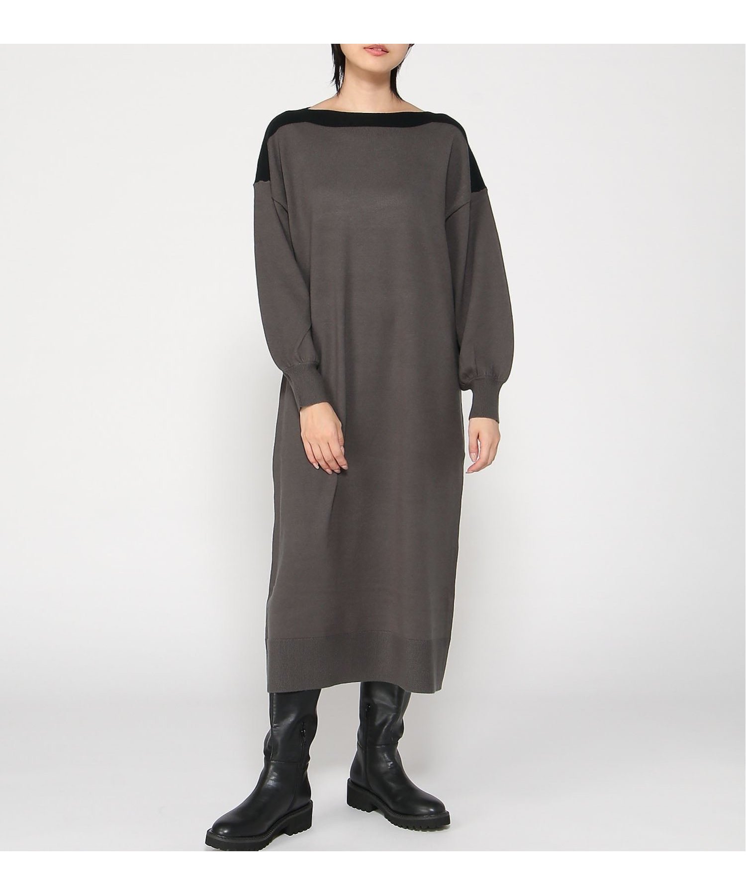 【インタープラネット/INTERPLANET】のボートネック配色ニットワンピース 人気、トレンドファッション・服の通販 founy(ファニー) 　ファッション　Fashion　レディースファッション　Fashion for Women　ワンピース　Dresses　ニットワンピース　Knit Dresses　ショルダー　Shoulder, Shoulder Strap　シンプル　Simple, Minimal　ドロップ　Drop Shoulder, Dropped Style　バランス　Balance, Style Balance　ベーシック　Basic, Essential　人気　Popular, Best Seller　今季　This Season, Current Season　 other-1|ID: prp329100004647087 ipo3291000000033545596