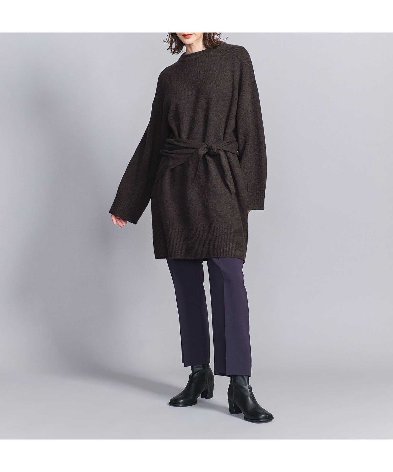 【ユナイテッドアローズ/UNITED ARROWS】のスカーフコンビ ニット ワンピース インテリア・キッズ・メンズ・レディースファッション・服の通販 founy(ファニー) 　ファッション　Fashion　レディースファッション　Fashion for Women　ワンピース　Dresses　ニットワンピース　Knit Dresses　コンビ　Combo, Combination Style　スカーフ　Scarf, Neckwear　メランジ　Melange, Mixed Yarn　ロング　Long, Long-Length　DK.BROWN|ID: prp329100004647131 ipo3291000000033610000