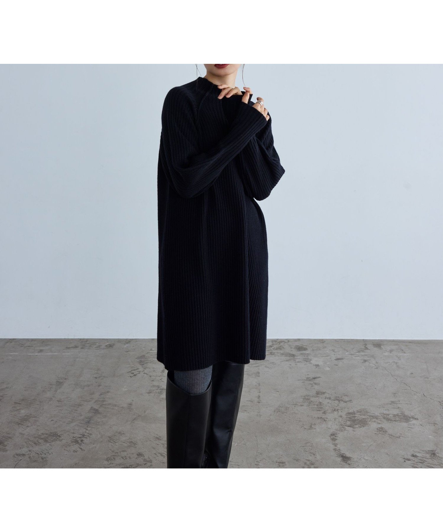 【ユナイテッドアローズ/UNITED ARROWS】のEMMEL REFINES EM リブ ボトルネック ニットワンピース インテリア・キッズ・メンズ・レディースファッション・服の通販 founy(ファニー) 　ファッション　Fashion　レディースファッション　Fashion for Women　ワンピース　Dresses　ニットワンピース　Knit Dresses　厚底　Platform Shoes　秋　Autumn　トレンド　Trend, Trending Now　フィット　Fit, Slim Fit　ボトルネック　Bottle Neck, Mock Neck　ロング　Long, Long-Length　冬　Winter / This Winter　おすすめ　Recommended / Our Picks　2024年　2024　2024-2025秋冬・A/W　Autumn/Winter 2024–25 AW24–25　BLACK|ID: prp329100004647144 ipo3291000000033610075