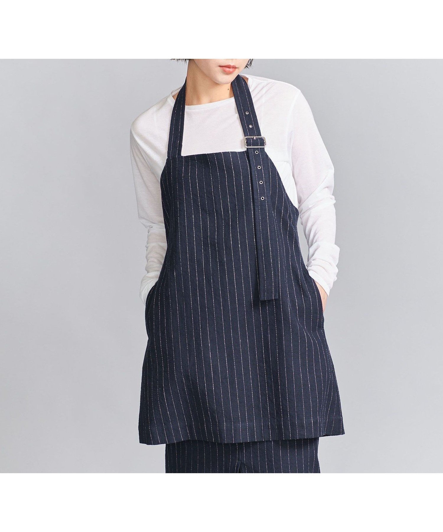 【ユナイテッドアローズ/UNITED ARROWS】の麻コットンストライプ エプロンチュニック/ネイビー 人気、トレンドファッション・服の通販 founy(ファニー) 　ファッション　Fashion　レディースファッション　Fashion for Women　トップス・カットソー　Cut & Sew Tops　アイレット　Eyelet Lace　シルバー　Silver, Metallic Silver　ストライプ　Stripe, Striped Pattern　スラックス　Slacks, Dress Pants　セットアップ　Set-Up, Coordinated Outfit　タンク　Tank Top, Sleeveless Top　チュニック　Tunic, Long Top　プリント　Print, Printed Pattern　ポケット　Pocket, Pocket Detail　ロング　Long, Long-Length　おすすめ　Recommended / Our Picks　 other-1|ID: prp329100004647156 ipo3291000000033546014