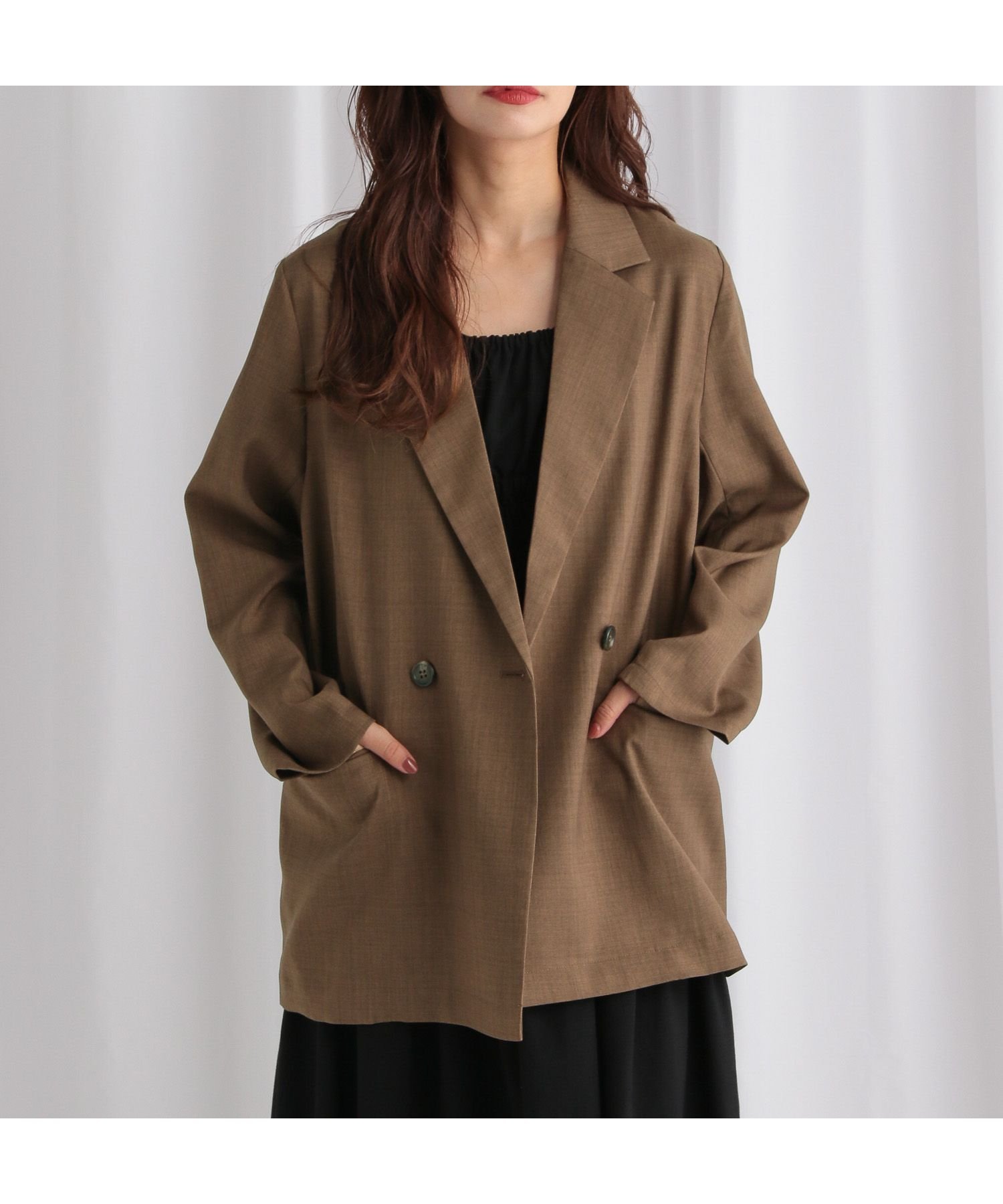 【ミスティ ウーマン/mysty woman】のライトダブルテーラードジャケット インテリア・キッズ・メンズ・レディースファッション・服の通販 founy(ファニー) 　ファッション　Fashion　レディースファッション　Fashion for Women　アウター　Coat / Outerwear Collection　レディースジャケット・軽アウター　Jackets　テーラードジャケット / 通勤・きれいめスタイル　Tailored Jackets & Blazers　おすすめ　Recommended / Our Picks　ジャケット　Jacket, Outerwear　ダウン　Down, Puffer　フレア　Flare, Flared　リラックス　Relax, Relaxed Fit　ブラウン|ID: prp329100004647158 ipo3291000000033546031