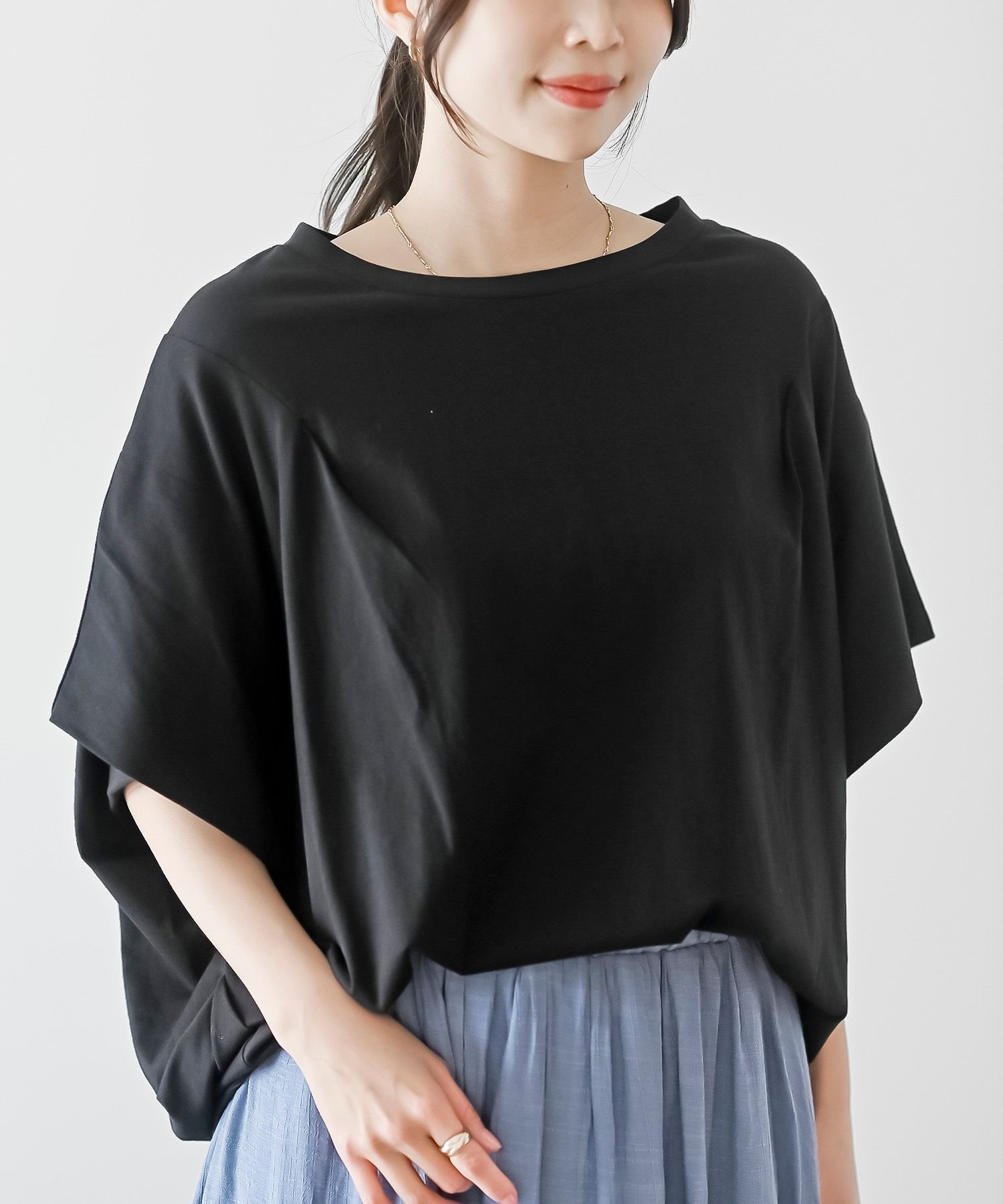【アールピーエス/rps】のドルマンカットTee インテリア・キッズ・メンズ・レディースファッション・服の通販 founy(ファニー) 　ファッション　Fashion　レディースファッション　Fashion for Women　シンプル　Simple, Minimal　デコルテ　Décolleté, Neckline　ドレープ　Drape, Draping Fabric　ブラック|ID: prp329100004647172 ipo3291000000033546089