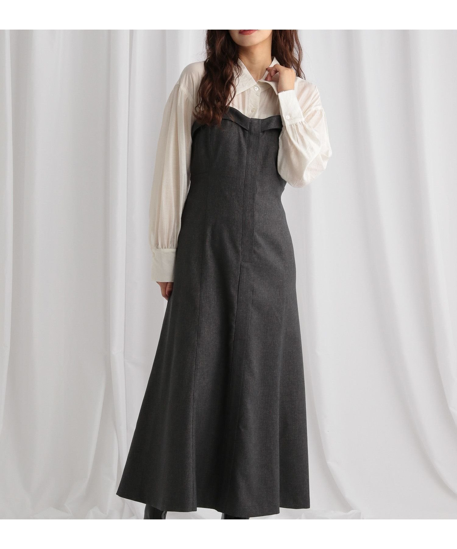 【ミスティ ウーマン/mysty woman】のシャツドッキングワンピース インテリア・キッズ・メンズ・レディースファッション・服の通販 founy(ファニー) 　ファッション　Fashion　レディースファッション　Fashion for Women　ワンピース　Dresses　おすすめ　Recommended / Our Picks　クラシカル　Classical, Vintage-Inspired　シアー　Sheer, See-Through　シャーリング　Shirring, Ruched　ショート　Short, Short Length　ドッキング　Docking, Mixed Material　ベロア　Velour, Soft Velvet　レース　Lace, Lace Fabric　人気　Popular, Best Seller　A/W・秋冬　Autumn/Winter　グレー|ID: prp329100004647180 ipo3291000000033546131