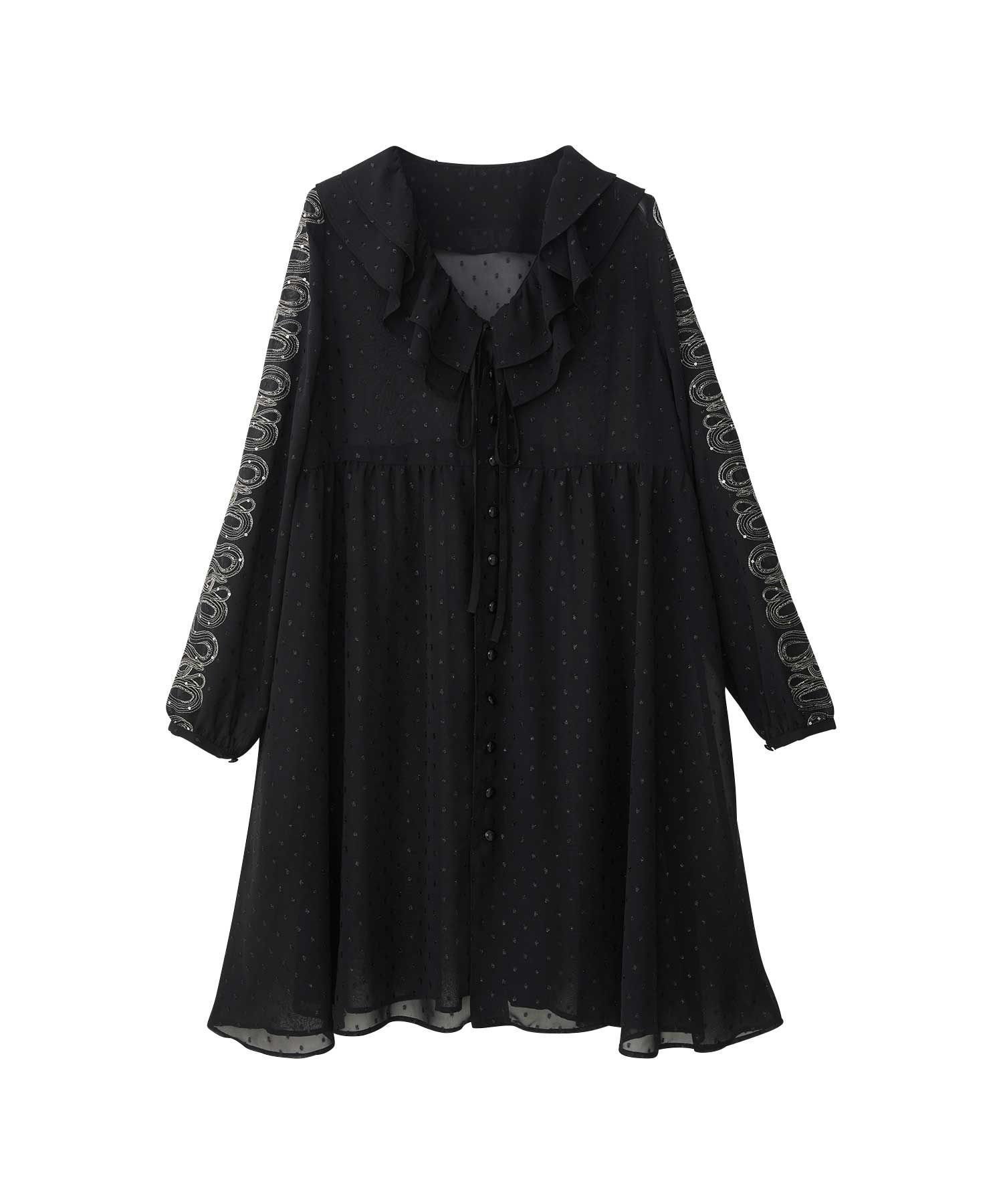 【ヒステリックグラマー/HYSTERIC GLAMOUR】のSNAKE LOOP刺繍 フリルワンピース 人気、トレンドファッション・服の通販 founy(ファニー) 　ファッション　Fashion　レディースファッション　Fashion for Women　ワンピース　Dresses　ガーリー　Girly, Feminine Style　スパンコール　Sequins, Sequin Embellishment　フリル　Frill, Ruffle　フロント　Front, Front Design　 other-1|ID: prp329100004647232 ipo3291000000033546397