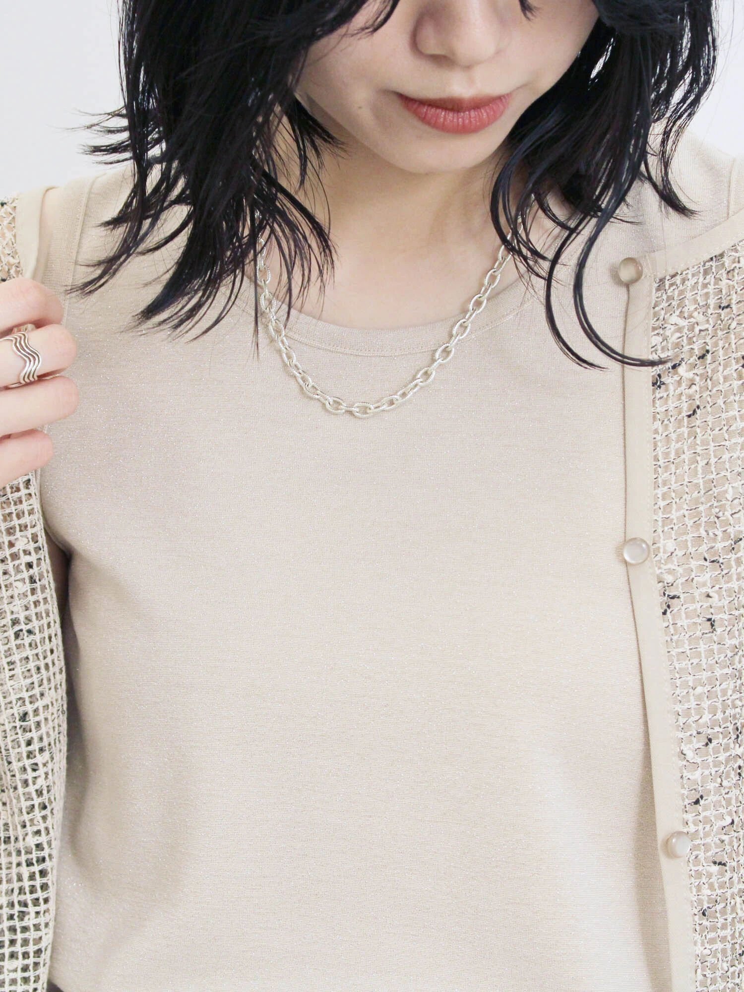 【サマンサモスモス/Samansa Mos2】のラメタンク インテリア・キッズ・メンズ・レディースファッション・服の通販 founy(ファニー) 　ファッション　Fashion　レディースファッション　Fashion for Women　おすすめ　Recommended / Our Picks　シンプル　Simple, Minimal　タンク　Tank Top, Sleeveless Top　バランス　Balance, Style Balance　メッシュ　Mesh, Net Fabric　エレガント 上品　Elegant　ベージュ|ID: prp329100004647234 ipo3291000000033546413