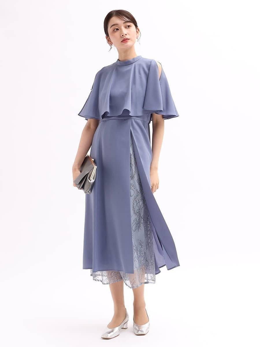 【ヴァン/Vin】のフリルショルダーカットオールインワン インテリア・キッズ・メンズ・レディースファッション・服の通販 founy(ファニー) 　ファッション　Fashion　レディースファッション　Fashion for Women　ワンピース　Dresses　オールインワン・ワンピース　Dresses and Jumpsuits　オケージョン　Occasion Wear　スリット　Slit, Slit Detail　フリル　Frill, Ruffle　フロント　Front, Front Design　レース　Lace, Lace Fabric　エレガント 上品　Elegant　ブルー|ID: prp329100004647235 ipo3291000000033546412