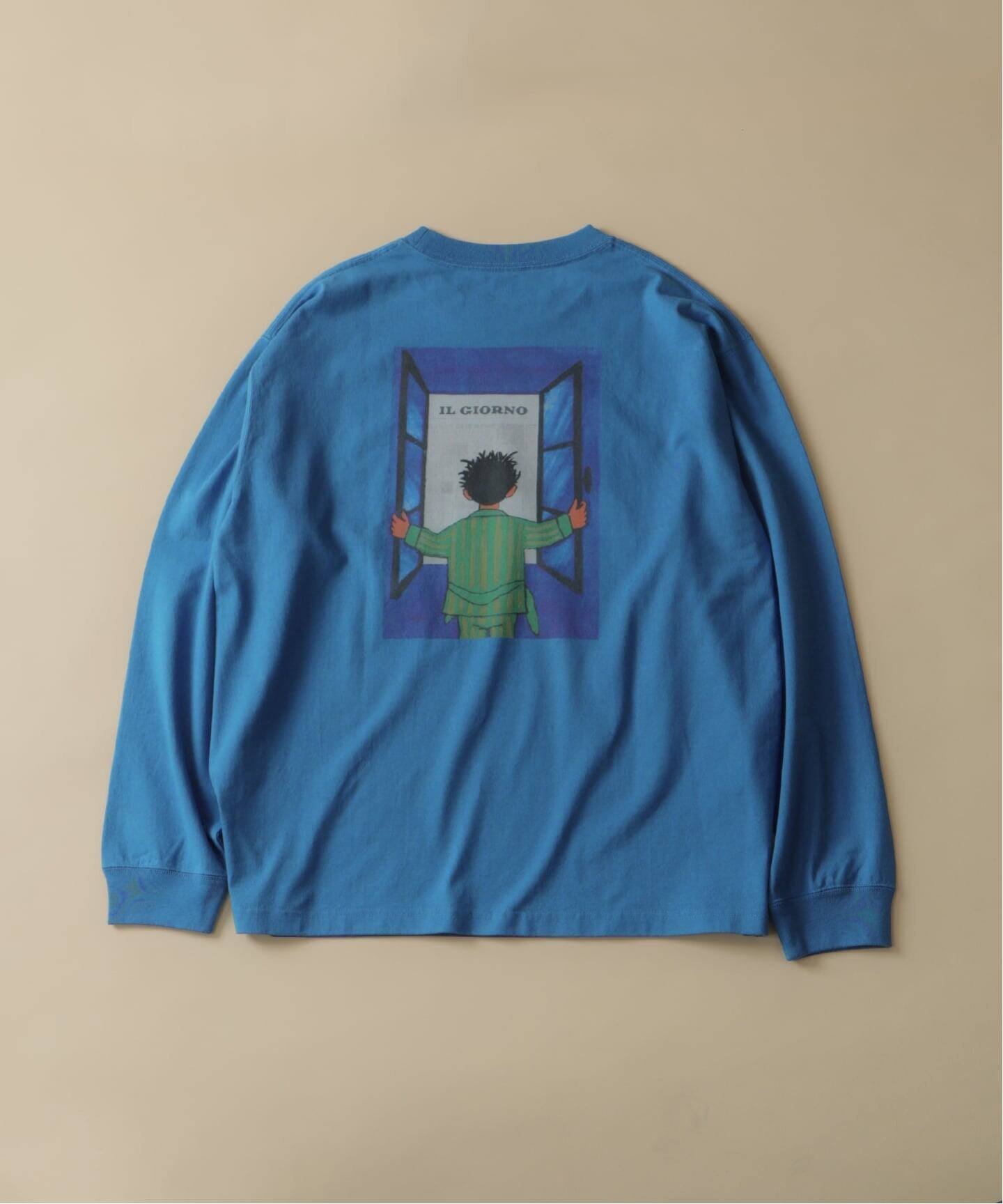【エディフィス/EDIFICE】のSAVIGNAC (サヴィニャック) 別注 French Company プリント ロングスリーブ Tシャツ インテリア・キッズ・メンズ・レディースファッション・服の通販 founy(ファニー) 　ファッション　Fashion　レディースファッション　Fashion for Women　トップス・カットソー　Cut & Sew Tops　シャツ・ブラウス・オフィスカジュアル　Elegant Blouses & Button-Ups　ロングTシャツ・Tシャツ　Longline T-Shirts & Tees　シンプル　Simple, Minimal　スリーブ　Sleeve, Long Sleeve / Short Sleeve　フランス　France, French　プリント　Print, Printed Pattern　別注　Limited Edition, Custom Order　モチーフ　Motif, Design Theme　ロング　Long, Long-Length　ワーク　Workwear, Utility Style　おすすめ　Recommended / Our Picks　2025年　2025　2025-2026秋冬・A/W　Autumn/Winter 2025–26 AW25–26　ブルー|ID: prp329100004647267 ipo3291000000033546545