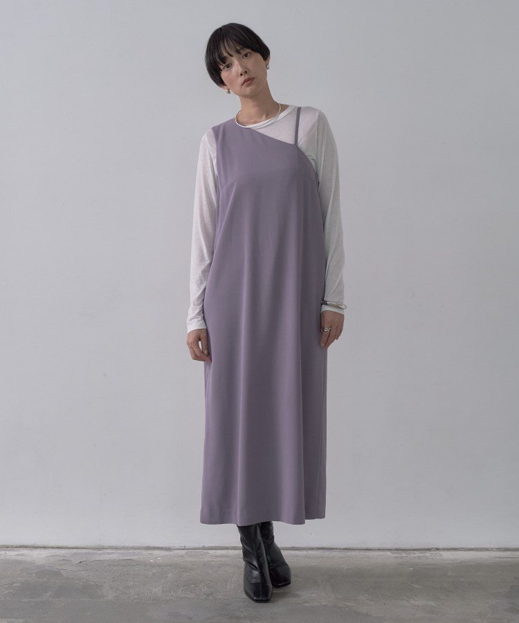 【インディヴィ/INDIVI】のワンショルダーワンピース インテリア・キッズ・メンズ・レディースファッション・服の通販 founy(ファニー) 　ファッション　Fashion　レディースファッション　Fashion for Women　ワンピース　Dresses　アクセサリー　Fashion Accessories　インナー　Innerwear　エレガント 上品　Elegant　キャミソール　Camisole, Spaghetti Strap Top　シンプル　Simple, Minimal　ストレート　Straight, Straight Cut　スリット　Slit, Slit Detail　ドレス　Dress, One-Piece　長袖　Long Sleeve, Full Sleeve　トープ|ID: prp329100004647271 ipo3291000000033546573