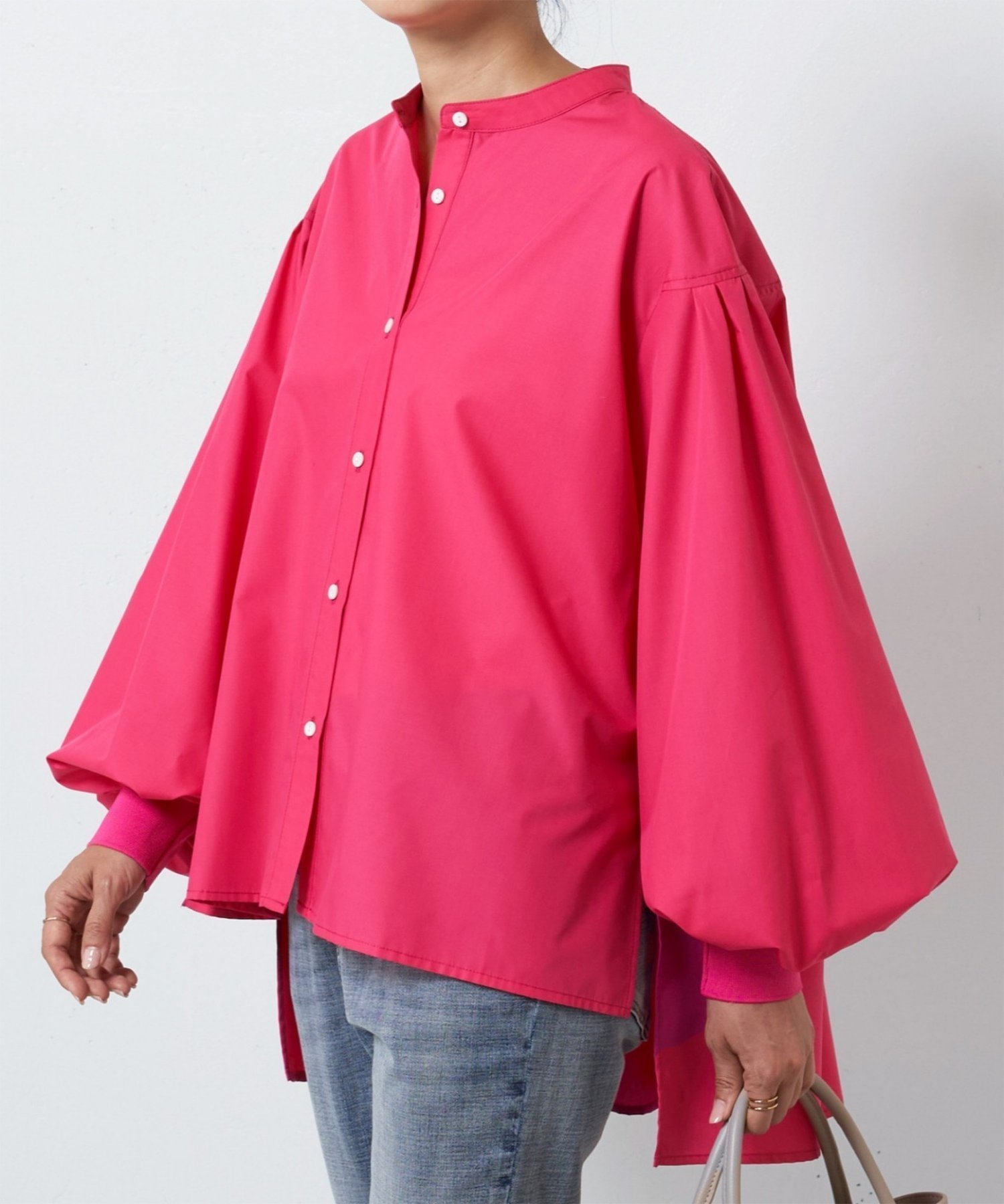 【ビアズリー/BEARDSLEY】のソデリブフレアシャツ インテリア・キッズ・メンズ・レディースファッション・服の通販 founy(ファニー) 　ファッション　Fashion　レディースファッション　Fashion for Women　トップス・カットソー　Cut & Sew Tops　シャツ・ブラウス・オフィスカジュアル　Elegant Blouses & Button-Ups　おすすめ　Recommended / Our Picks　スタンド　Stand Collar, Upright Stand　ストライプ　Stripe, Striped Pattern　ポンチョ　Poncho, Cape Style　リブニット　Rib Knit, Ribbed Knit　ローズ|ID: prp329100004647285 ipo3291000000033546731