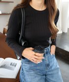 【アンドミー/andme】のコットン 長袖 ワイドリブ クルーネック Tシャツ 人気、トレンドファッション・服の通販 founy(ファニー) ファッション Fashion レディースファッション Fashion for Women トップス・カットソー Cut & Sew Tops シャツ・ブラウス・オフィスカジュアル Elegant Blouses & Button-Ups ロングTシャツ・Tシャツ Longline T-Shirts & Tees サロペ Salopette, Salopette Dress フィット Fit, Slim Fit ベーシック Basic, Essential ワイドリブ Wide Rib, Wide Ribbed Knit 人気 Popular, Best Seller 長袖 Long Sleeve, Full Sleeve thumbnail ブラック|ID: prp329100004647287 ipo3291000000033546743