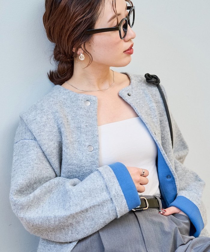 【フリークスストア/FREAK'S STORE】の裏配色 スナップ ニット カーディガン【限定展開】 25AW インテリア・キッズ・メンズ・レディースファッション・服の通販 founy(ファニー) 　ファッション　Fashion　レディースファッション　Fashion for Women　トップス・カットソー　Cut & Sew Tops　ニット　Knit Tops & Sweaters　カーディガン・羽織り　Layered Style Cardigans　2025年　2025　2025-2026秋冬・A/W　Autumn/Winter 2025–26 AW25–26　冬　Winter / This Winter　オレンジ　Orange　カーディガン　Cardigan, Knitwear　シンプル　Simple, Minimal　ビッグ　Big, Oversized　フロント　Front, Front Design　ポケット　Pocket, Pocket Detail　A/W・秋冬　Autumn/Winter　グレー×ブルー|ID: prp329100004647294 ipo3291000000036070878