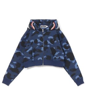 【ア ベイシング エイプ/A BATHING APE】のCOLOR CAMO CRYSTAL STONE SHARK CROPPED FULL ZIP HOODIE L 人気、トレンドファッション・服の通販 founy(ファニー) ファッション Fashion レディースファッション Fashion for Women クリスタル Crystal, Swarovski クロップド Cropped, Short Length ストーン Stone, Gem-Like プリント Print, Printed Pattern モチーフ Motif, Design Theme 無地 Plain, Solid Color |ID:prp329100004647297