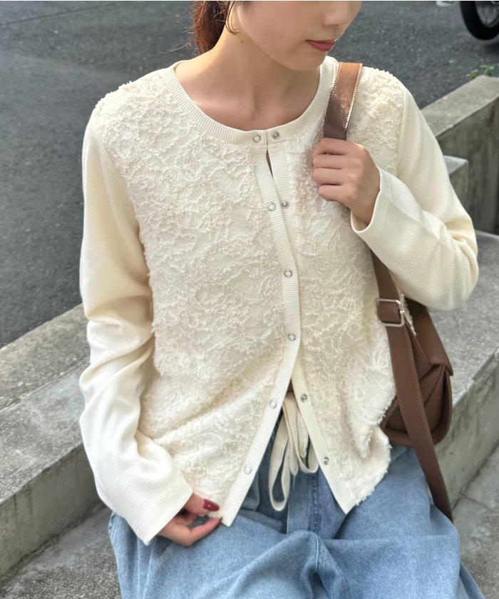 【チャオパニックティピー/CIAOPANIC TYPY】のレースドッキングリブスナップカーデ インテリア・キッズ・メンズ・レディースファッション・服の通販 founy(ファニー) https://founy.com/ ファッション Fashion レディースファッション Fashion for Women インナー Innerwear ガーリー Girly, Feminine Style キャミ Camisole, Cami Top タンク Tank Top, Sleeveless Top デニム Denim, Jeans Material トレンド Trend, Trending Now 定番 Standard, Basic Item バランス Balance, Style Balance フロント Front, Front Design レース Lace, Lace Fabric ワイド Wide, Wide Fit おすすめ Recommended / Our Picks |ID: prp329100004647306 ipo3291000000033546933